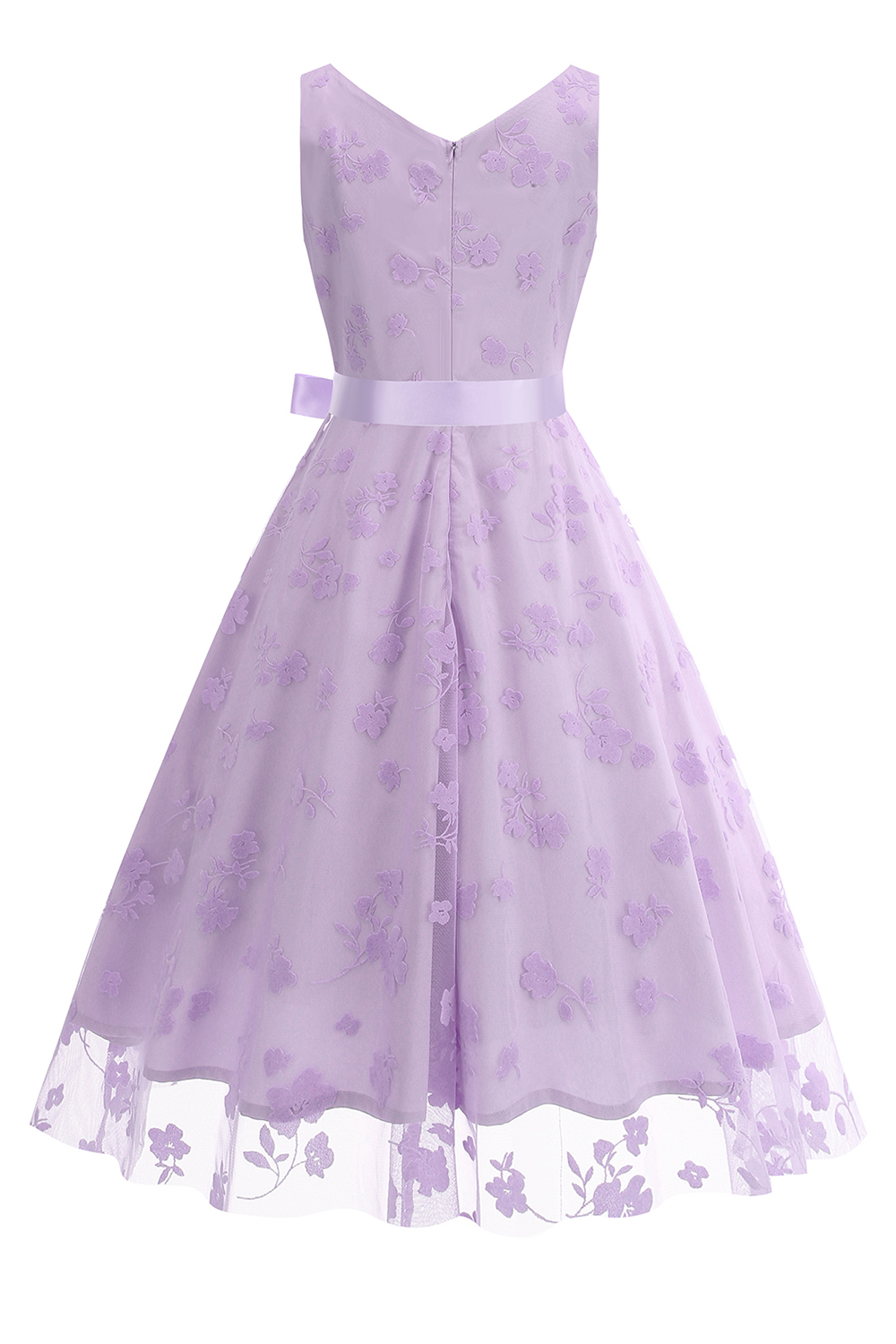 Elegant V-Neck Sleeveless Bow Tie Mid-Length Cocktall Dress for Women