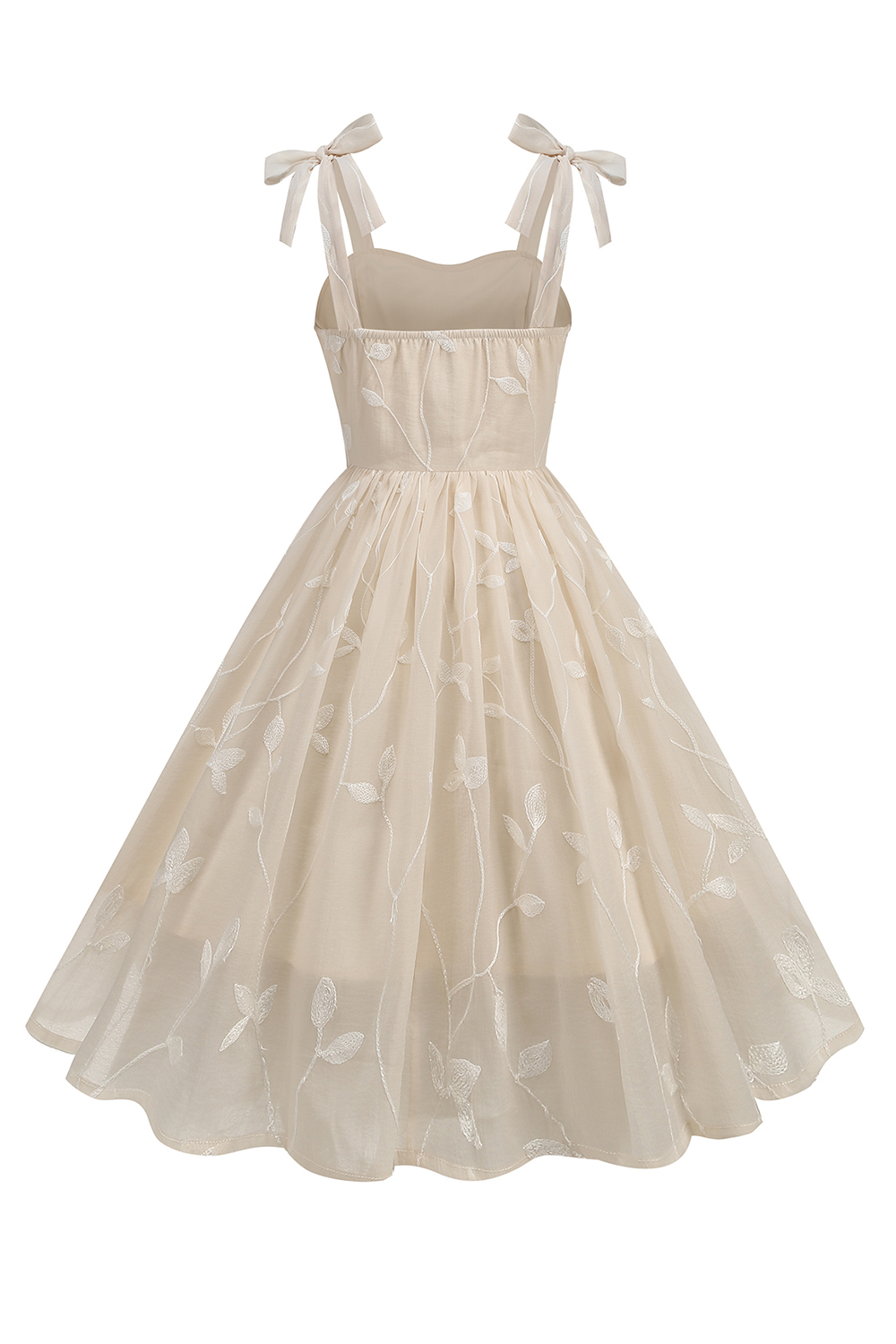 Fresh A-Line Midi Dress with Bow Tie Shoulder Straps