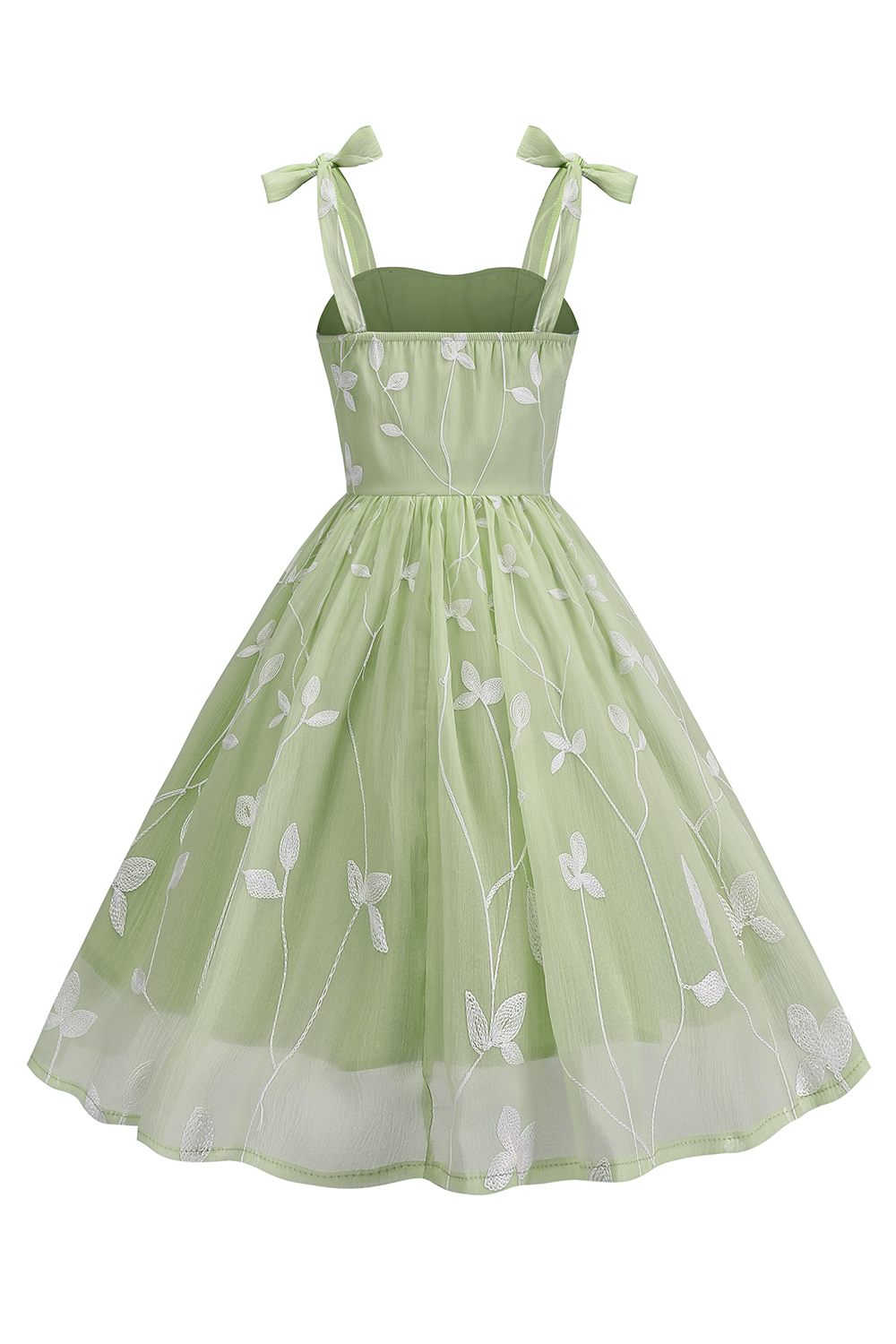 Fresh A-Line Midi Dress with Bow Tie Shoulder Straps