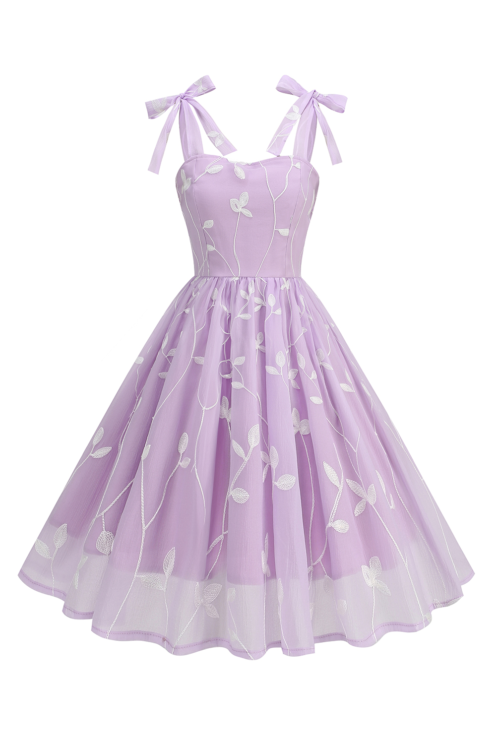 Fresh A-Line Midi Dress with Bow Tie Shoulder Straps