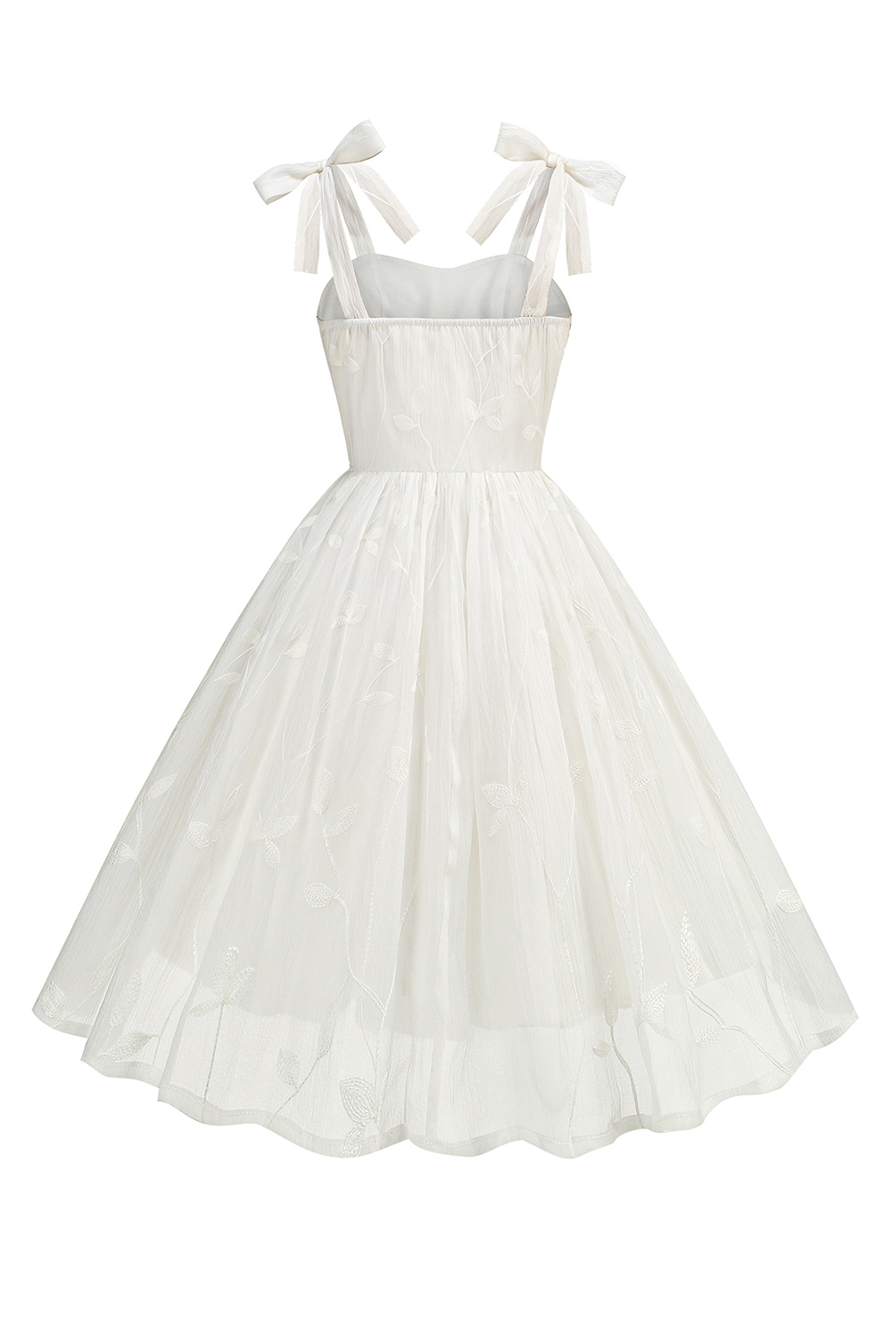 Fresh A-Line Midi Dress with Bow Tie Shoulder Straps