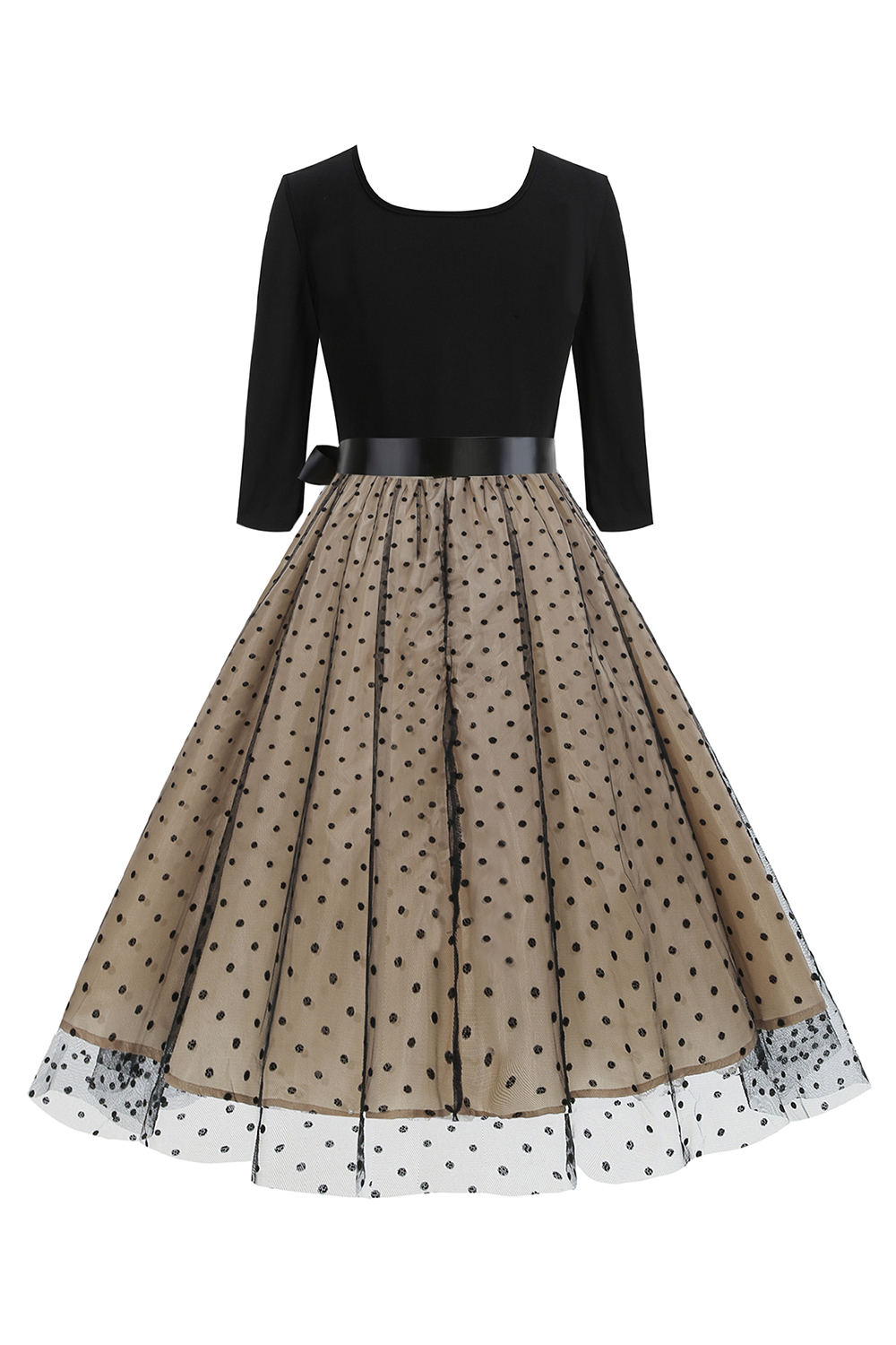 Classic Butterfly Print Belted Tea Dress