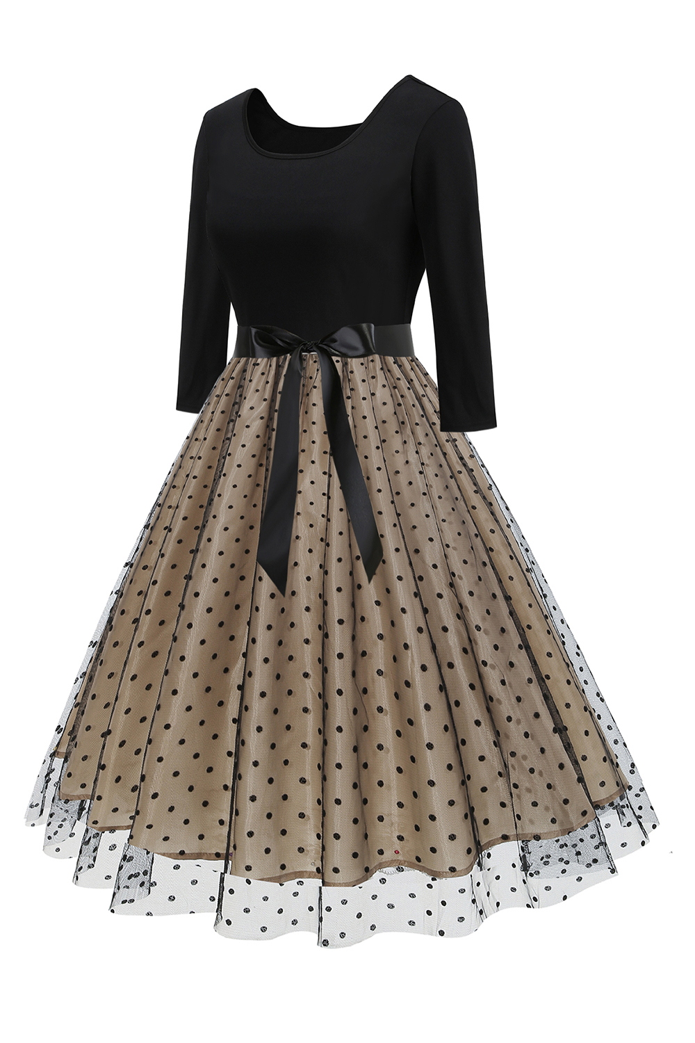 Classic Butterfly Print Belted Tea Dress