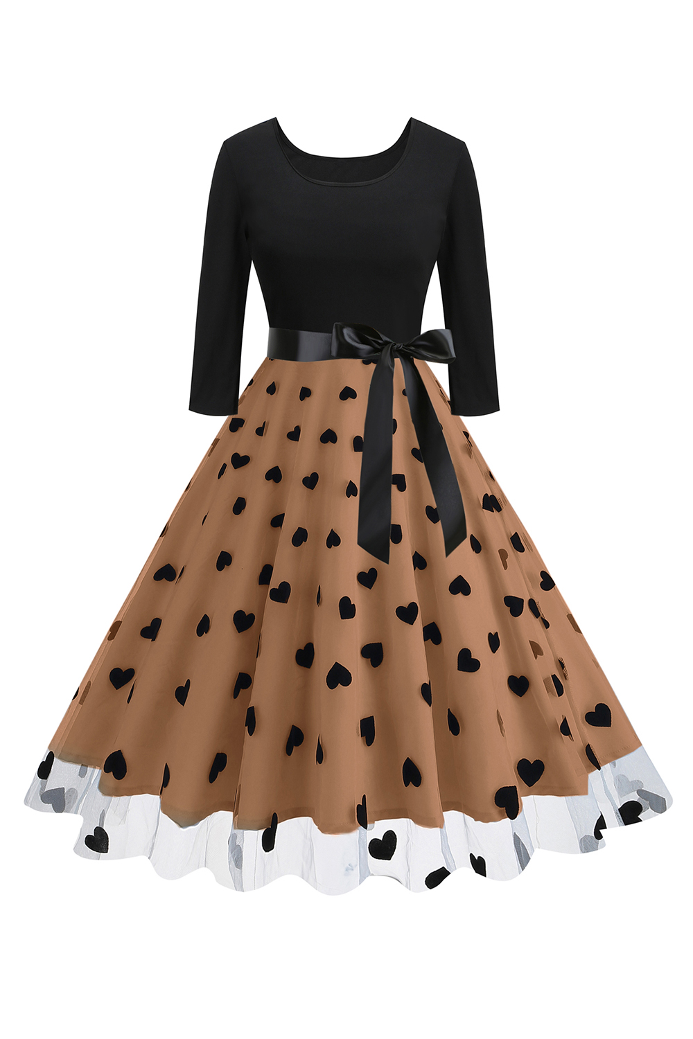 Classic Butterfly Print Belted Tea Dress