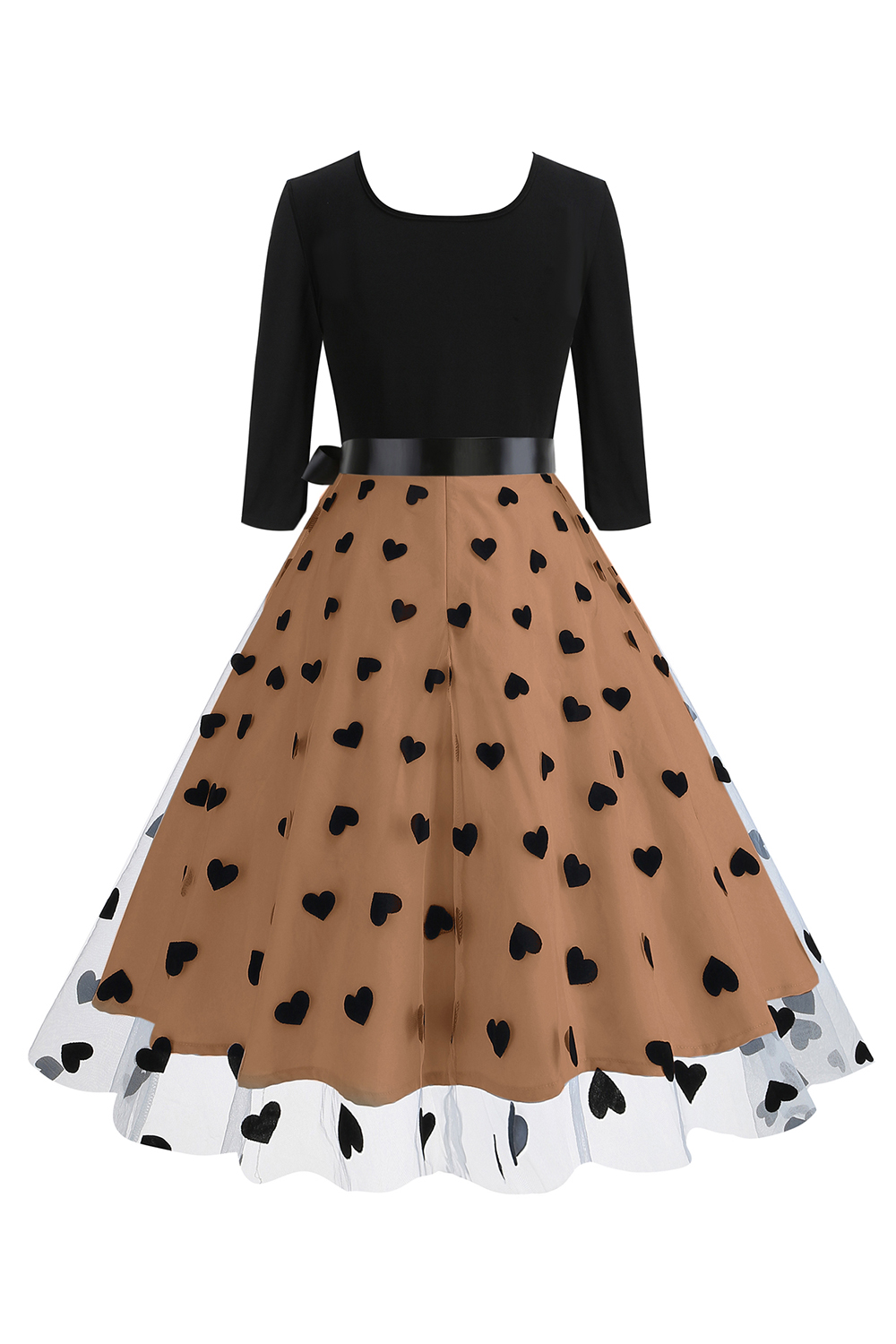 Classic Butterfly Print Belted Tea Dress