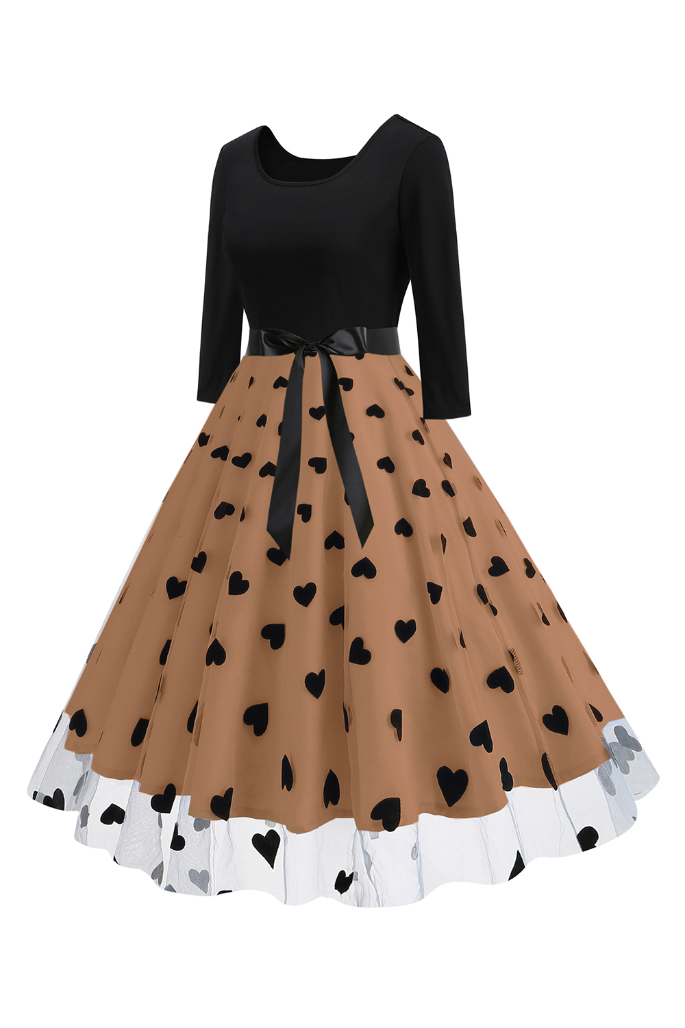 Classic Butterfly Print Belted Tea Dress