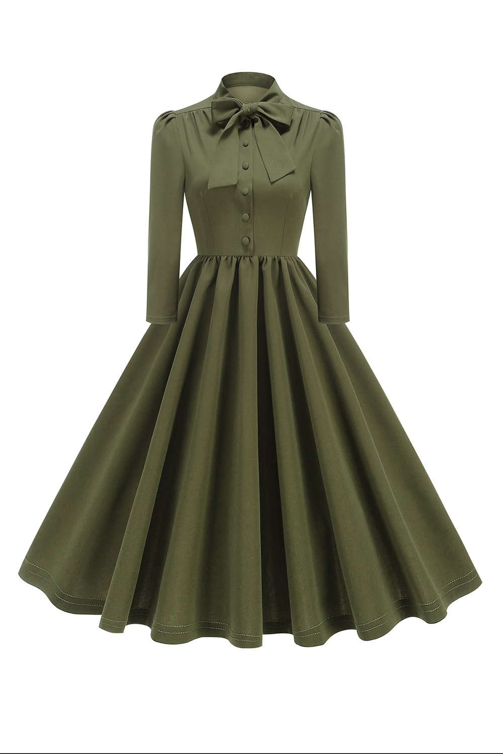 Elegant Bow Button-Up Wrinkles Party Dress