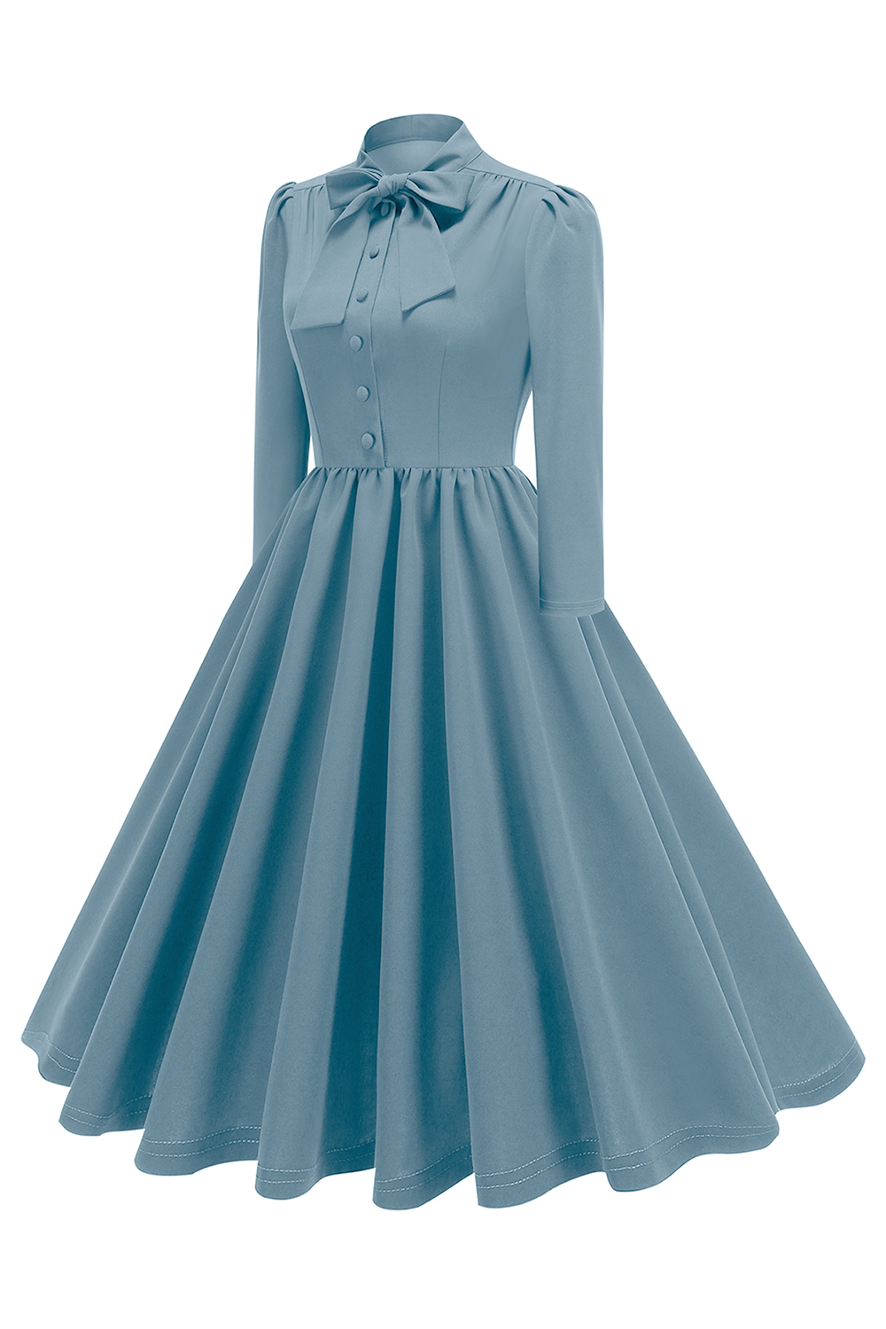 Elegant Bow Button-Up Wrinkles Party Dress