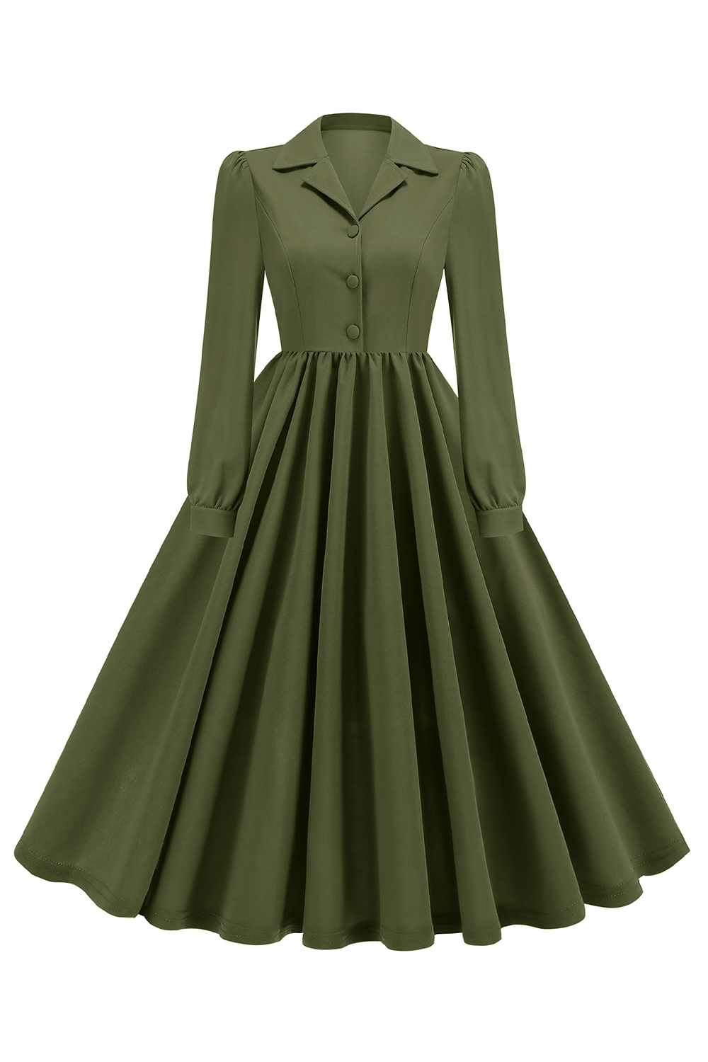 Elegant Notched Lapel Button-Up A-Line Cocktall Dress