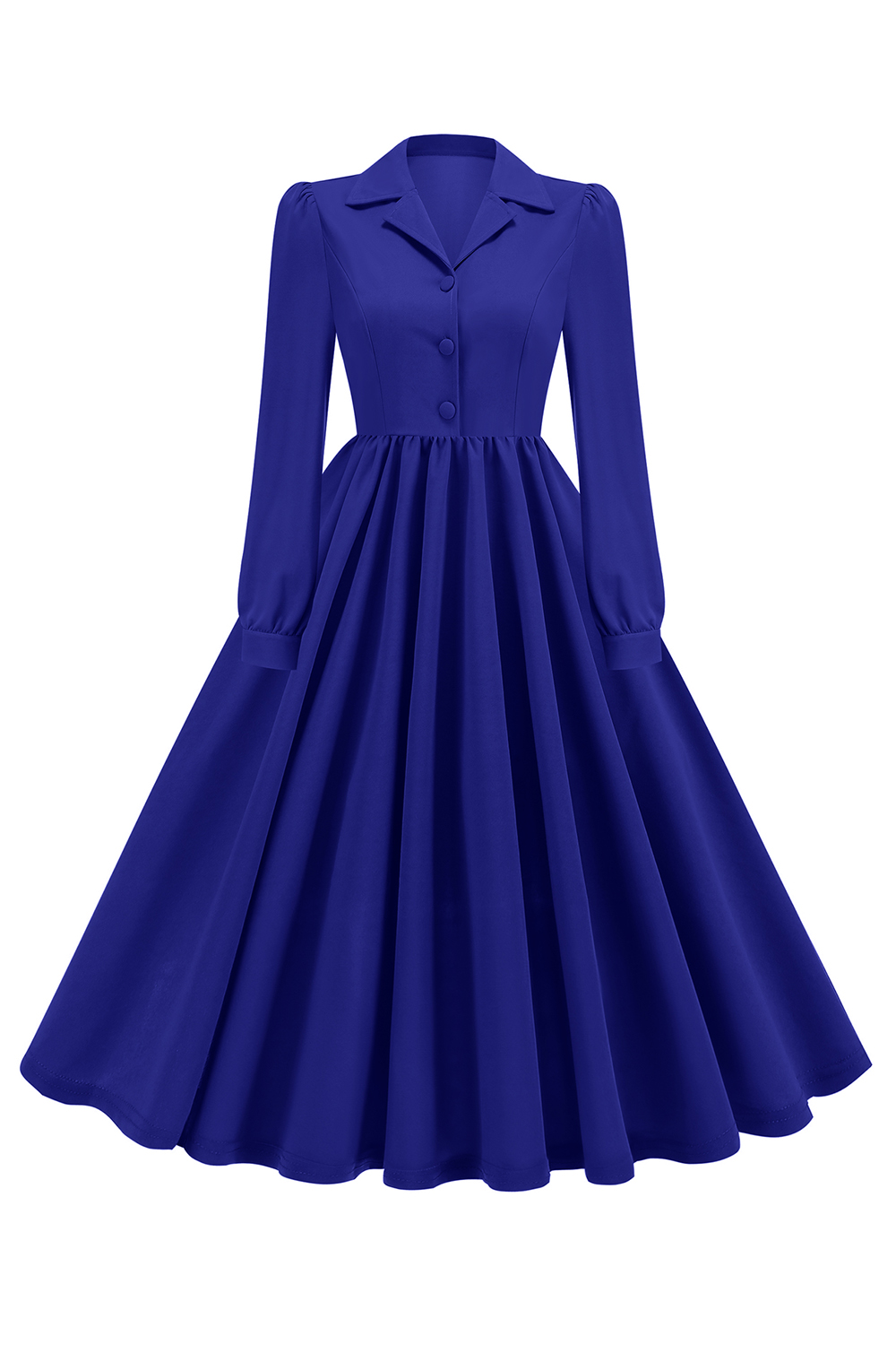 Elegant Notched Lapel Button-Up A-Line Cocktall Dress