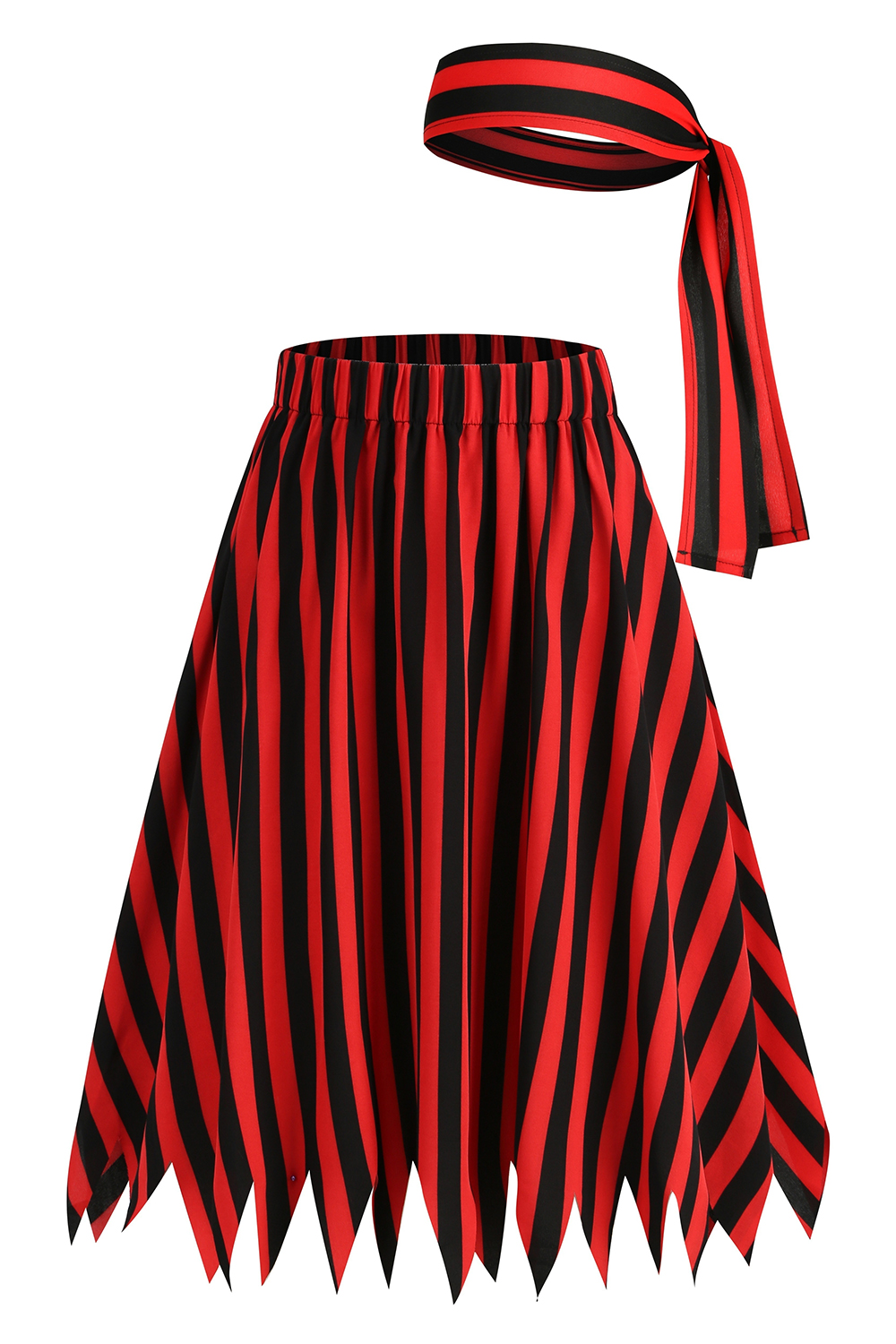 Casual Chic Black and White Striped Midi Tea Skirt