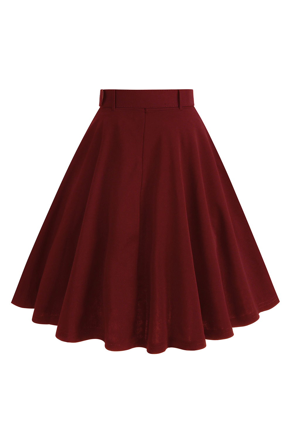 Solid Color Button-Up Belted Midi Vintage Skirt