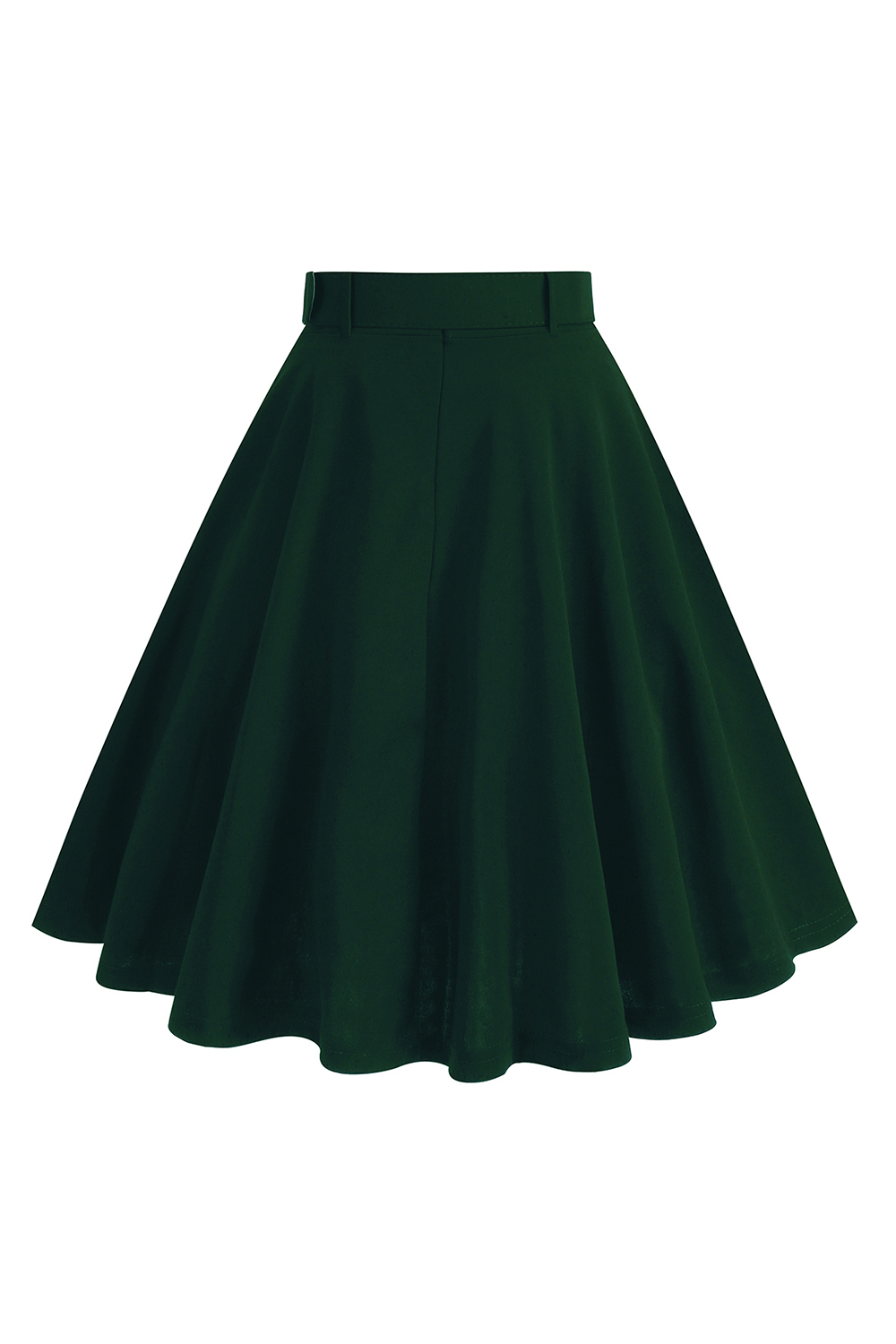 Solid Color Button-Up Belted Midi Vintage Skirt