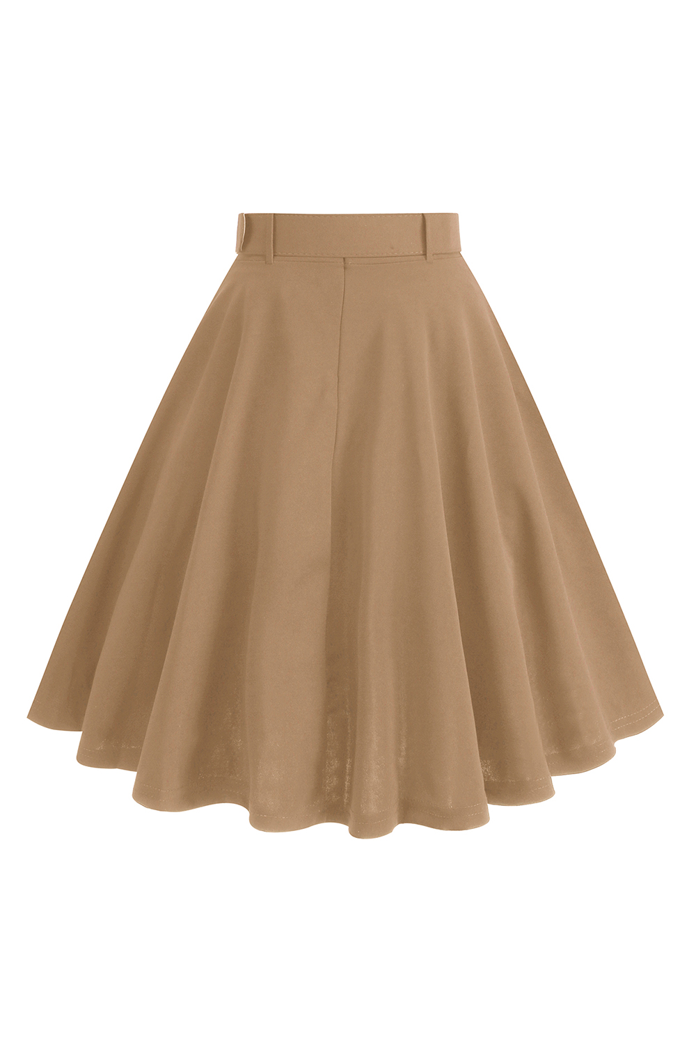 Solid Color Button-Up Belted Midi Vintage Skirt