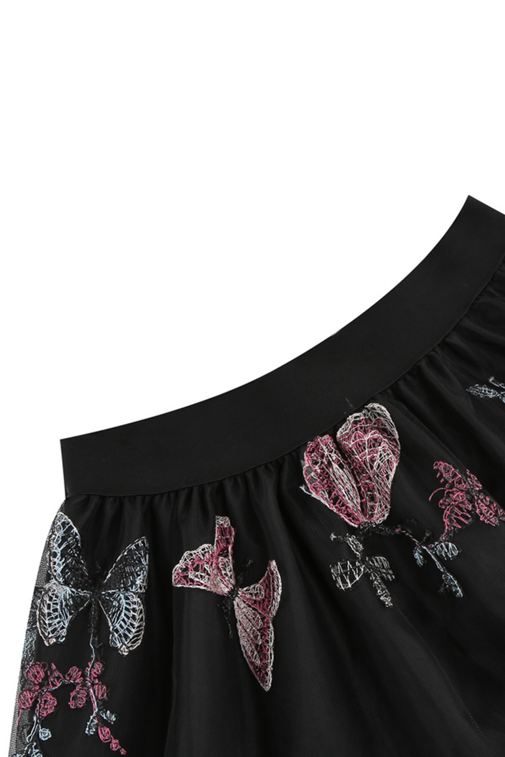 Elegant Tulle Butterfly Print Midi Cocktall Skirt