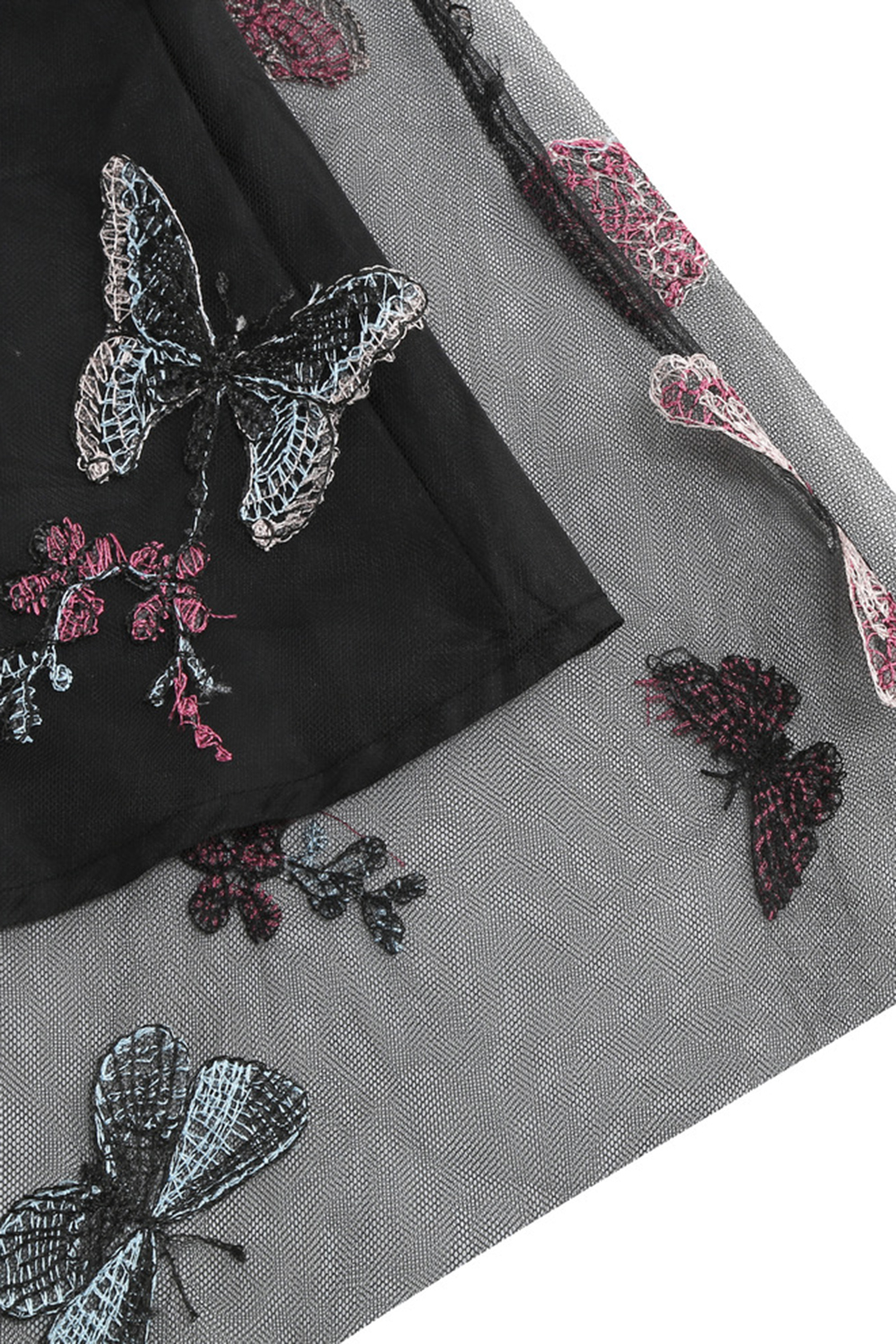 Elegant Tulle Butterfly Print Midi Cocktall Skirt