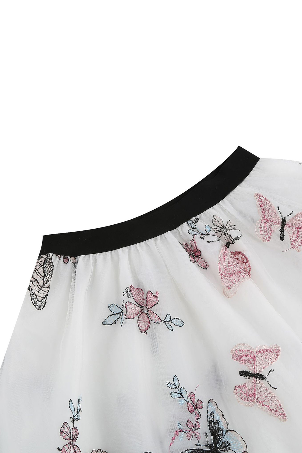 Elegant Tulle Butterfly Print Midi Cocktall Skirt
