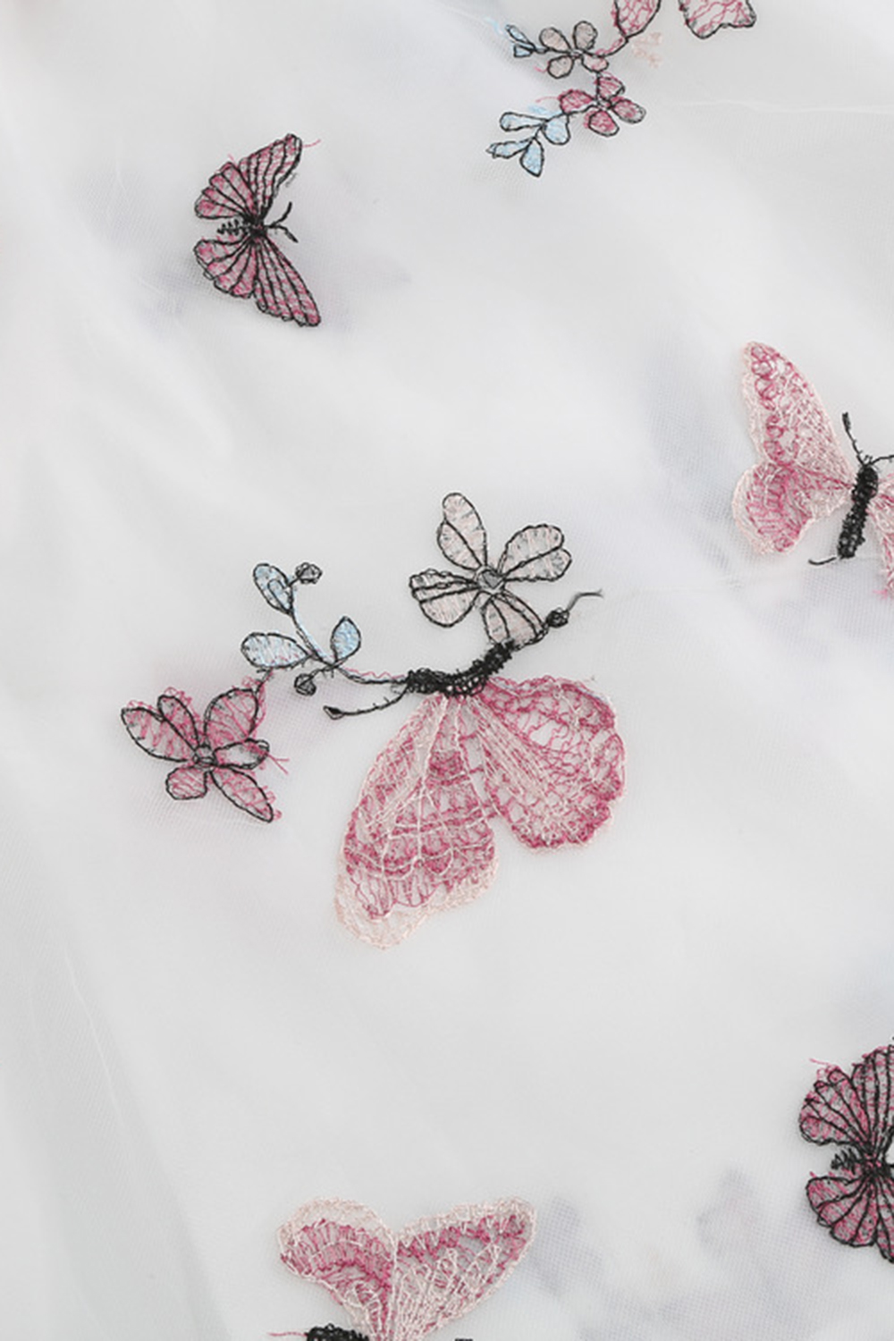 Elegant Tulle Butterfly Print Midi Cocktall Skirt