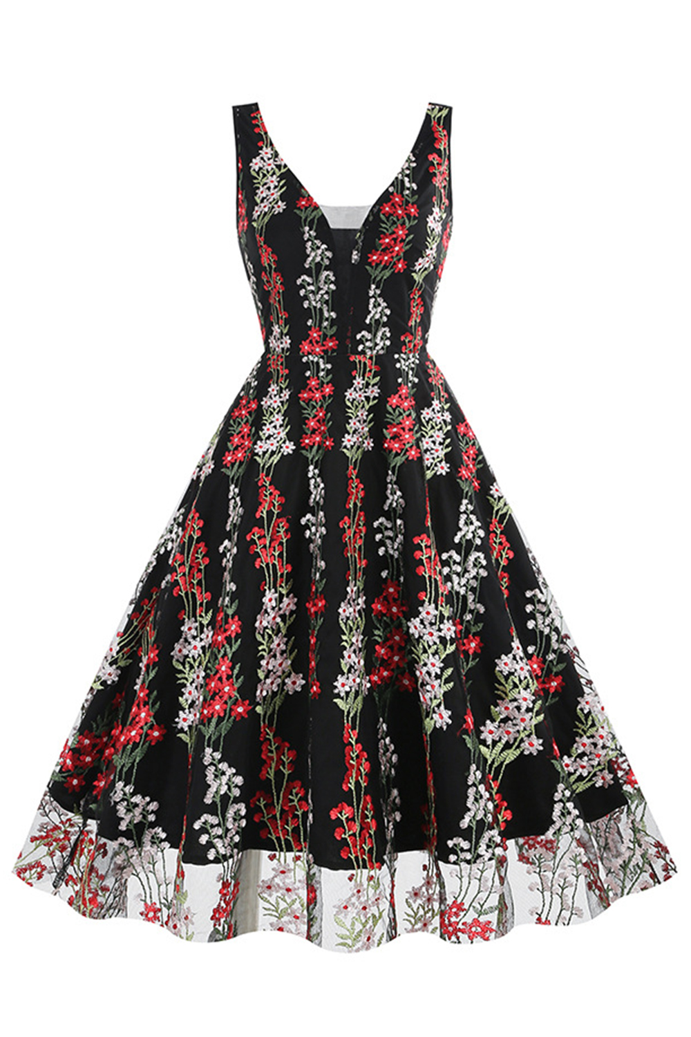 Sexy Floral Appliques Spaghetti Strap Dress