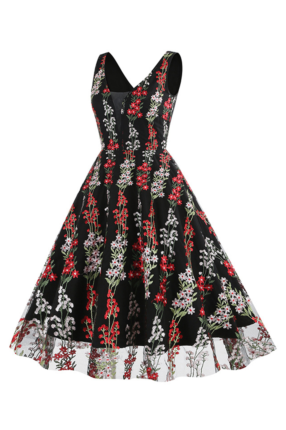 Sexy Floral Appliques Spaghetti Strap Dress