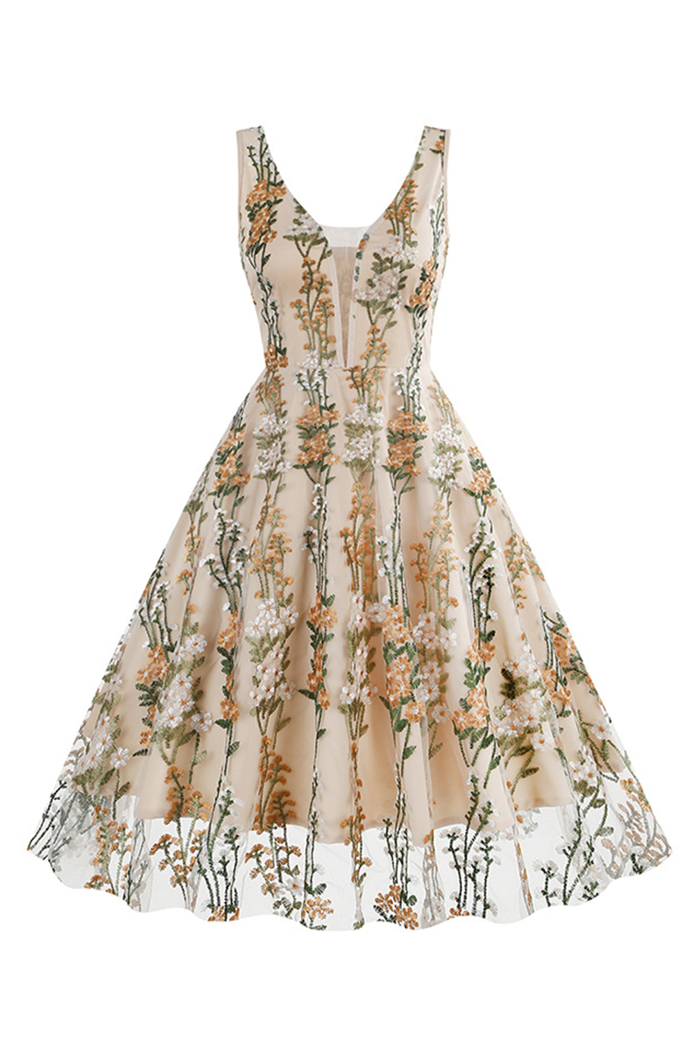 Sexy Floral Appliques Spaghetti Strap Dress