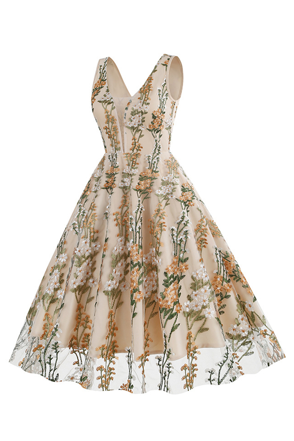 Sexy Floral Appliques Spaghetti Strap Dress