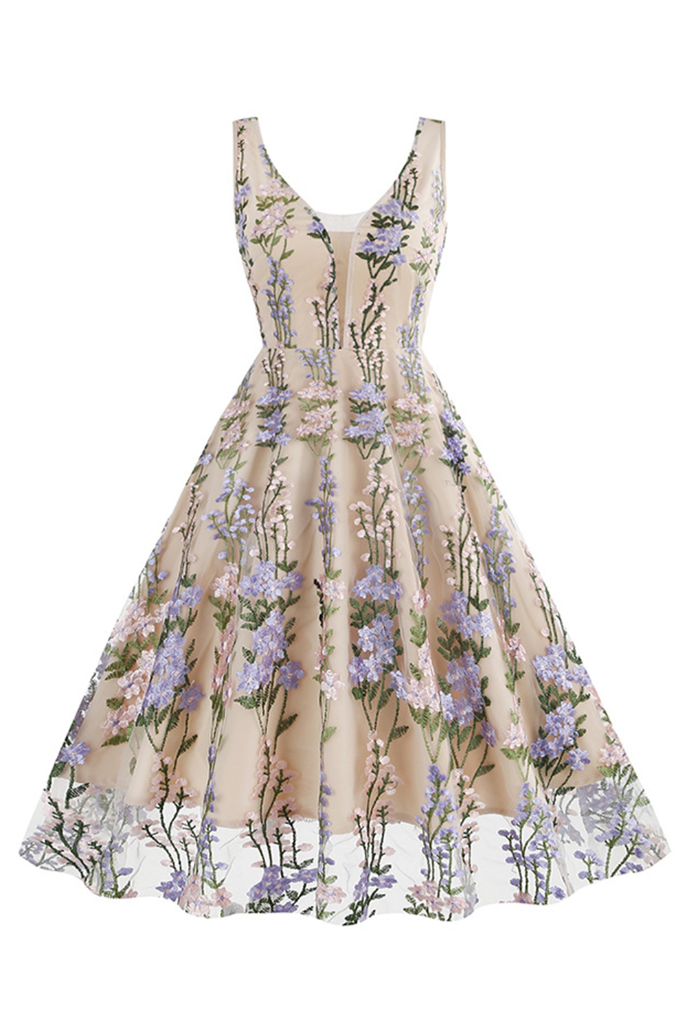 Sexy Floral Appliques Spaghetti Strap Dress