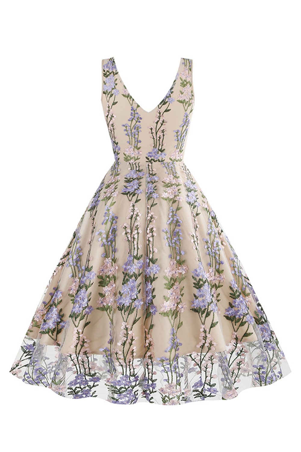 Sexy Floral Appliques Spaghetti Strap Dress