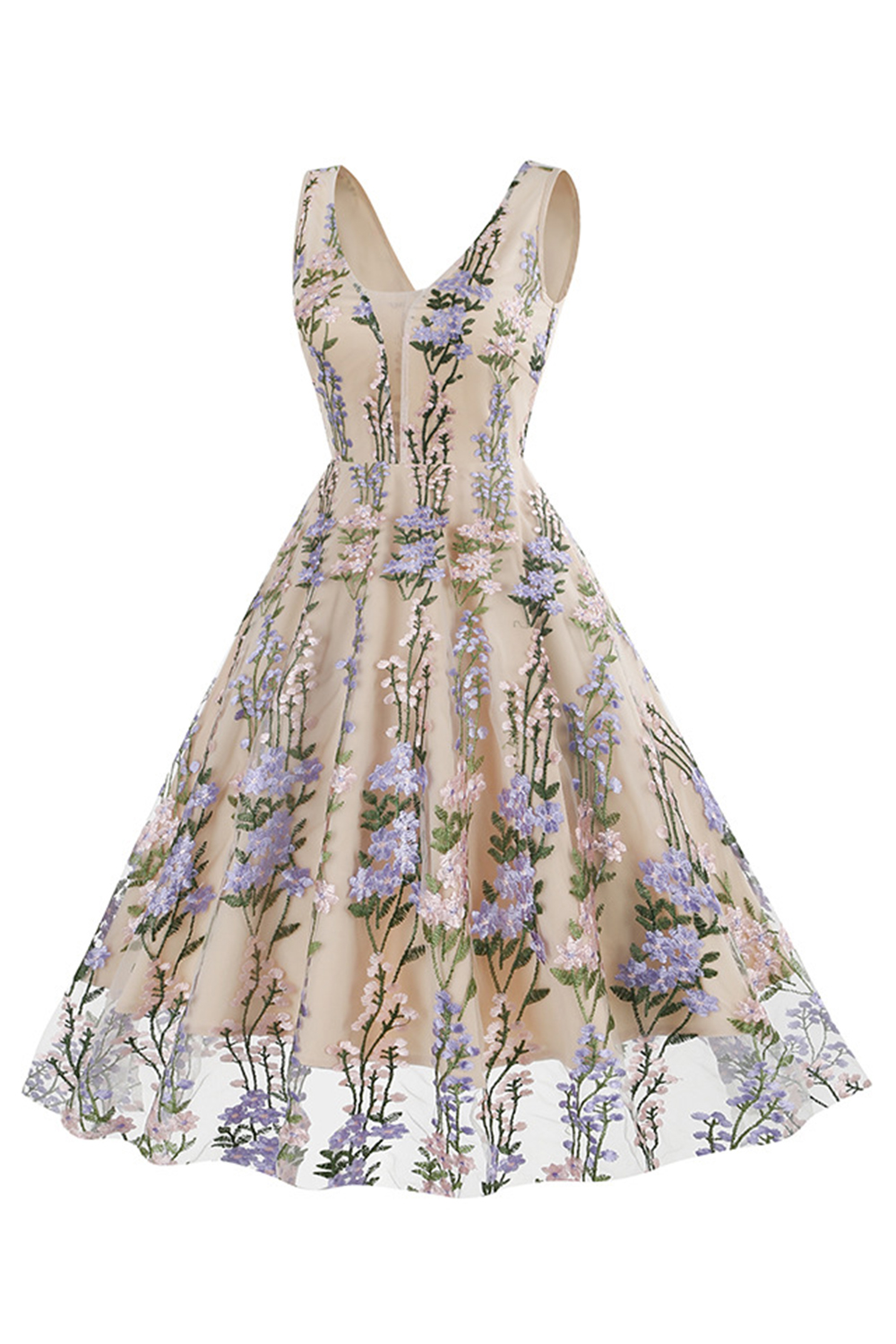 Sexy Floral Appliques Spaghetti Strap Dress