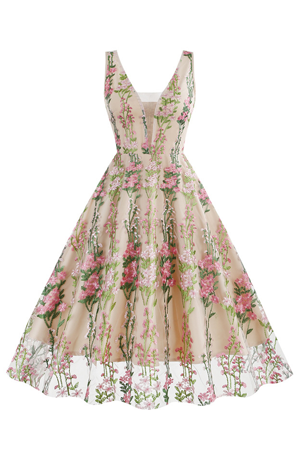 Sexy Floral Appliques Spaghetti Strap Dress