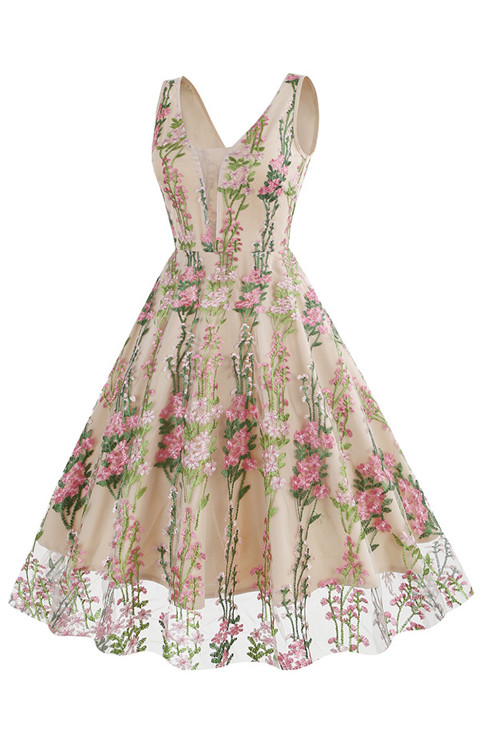 Sexy Floral Appliques Spaghetti Strap Dress