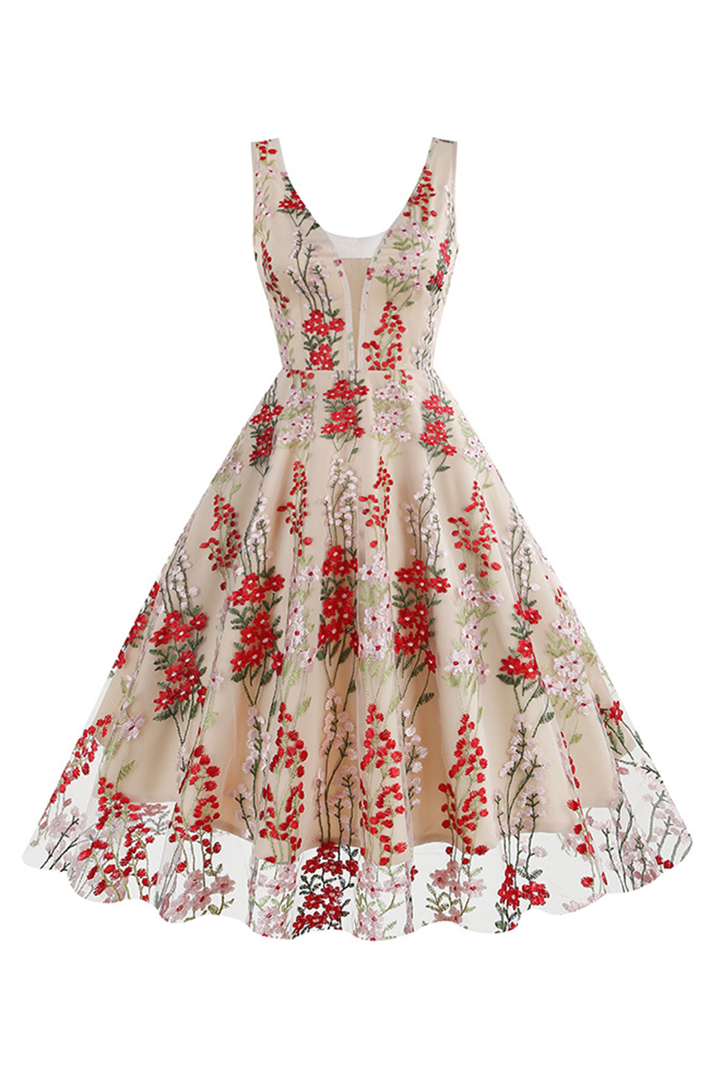 Sexy Floral Appliques Spaghetti Strap Dress