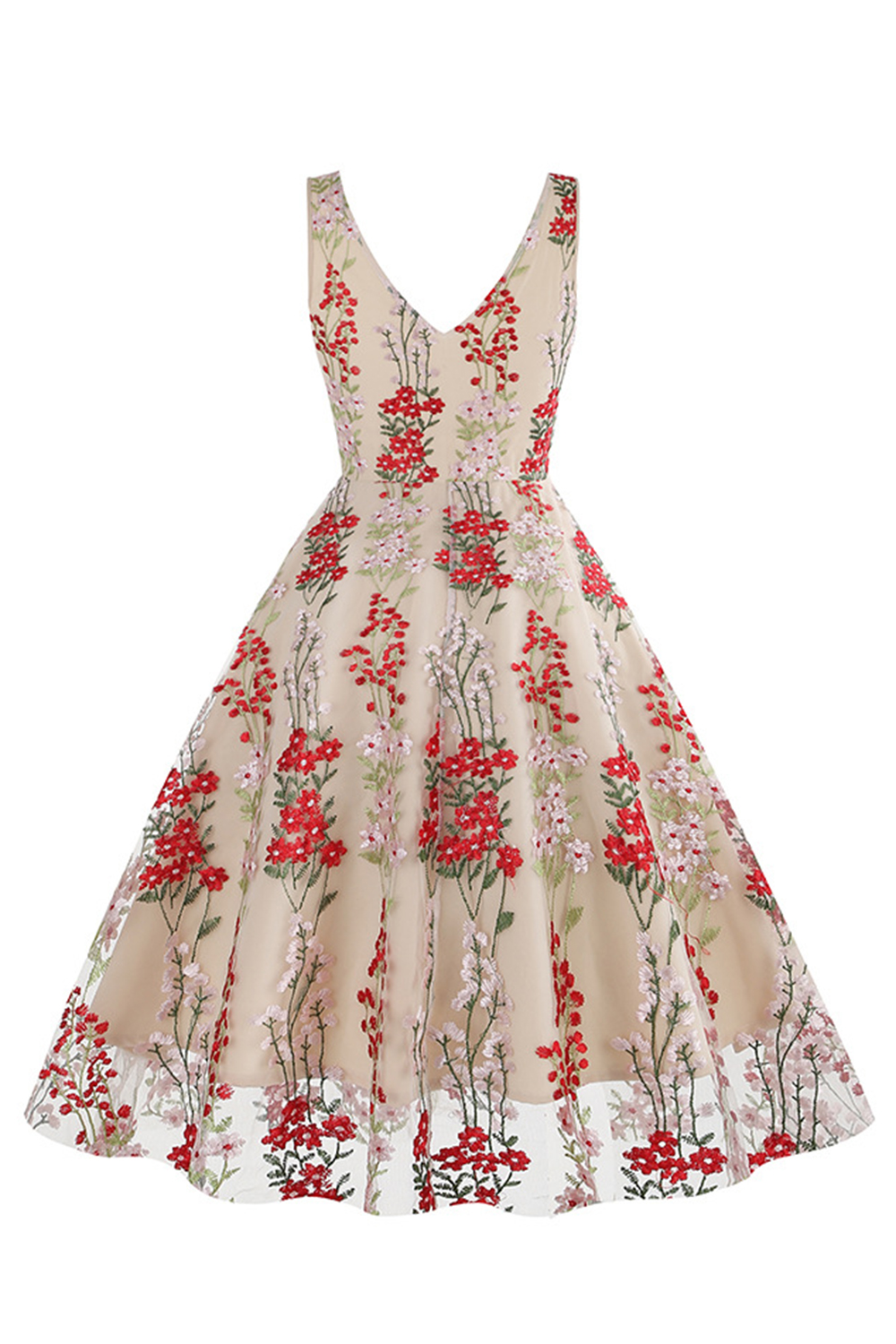 Sexy Floral Appliques Spaghetti Strap Dress