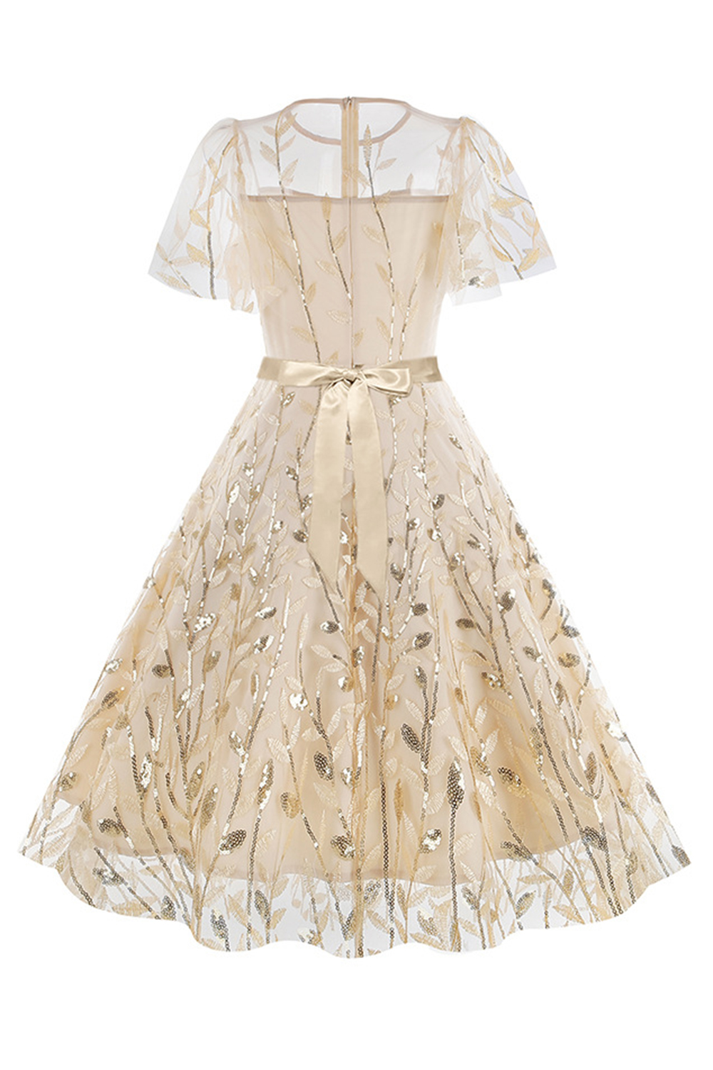 Brilliant Tulle Appliques Belted A-Line Party Dress