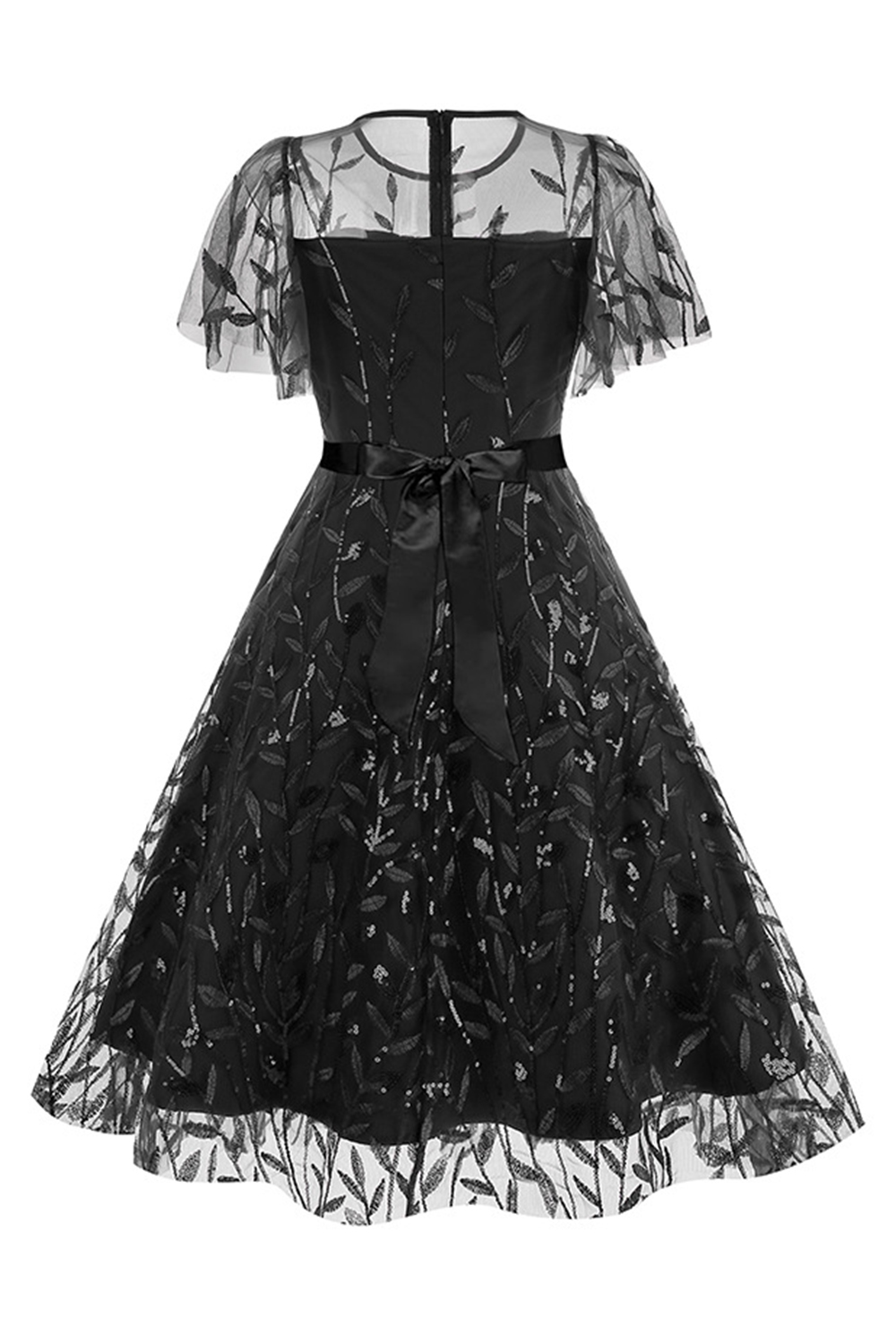 Brilliant Tulle Appliques Belted A-Line Party Dress