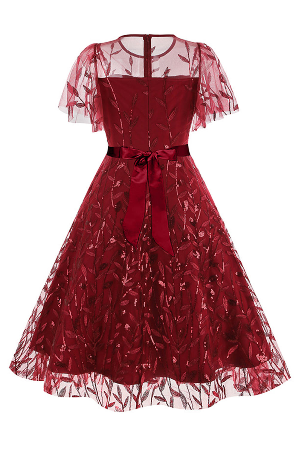 Brilliant Tulle Appliques Belted A-Line Party Dress