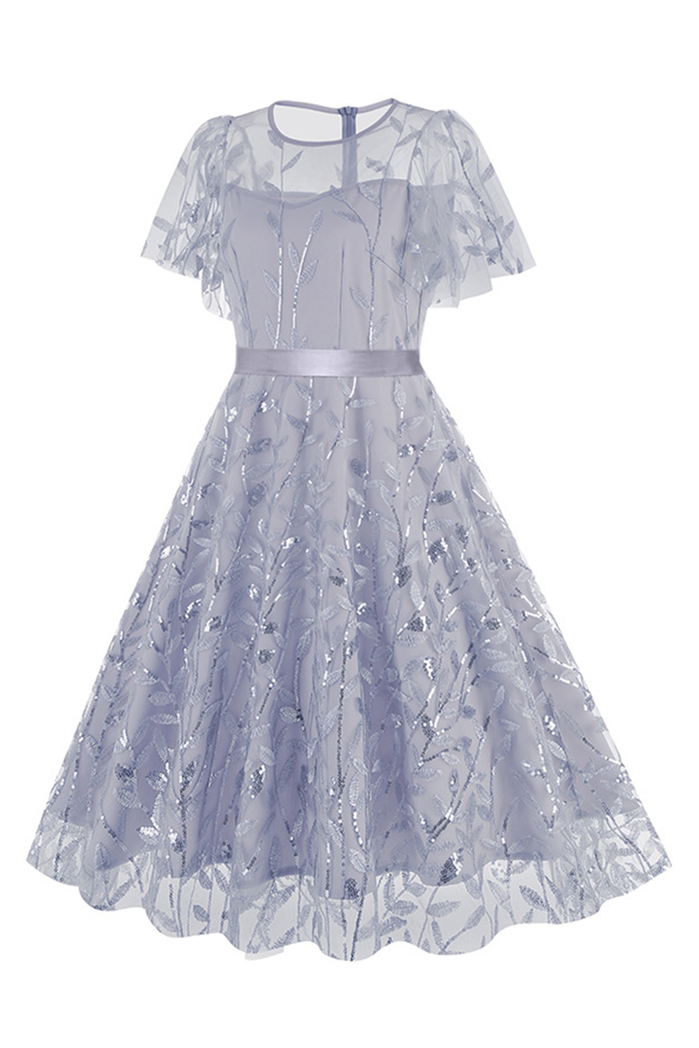 Brilliant Tulle Appliques Belted A-Line Party Dress