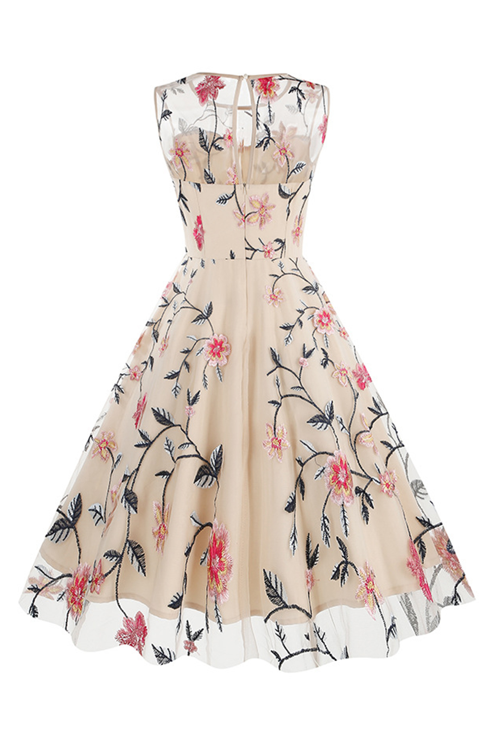 Classic Floral Appliques Tulle Cocktall Dress