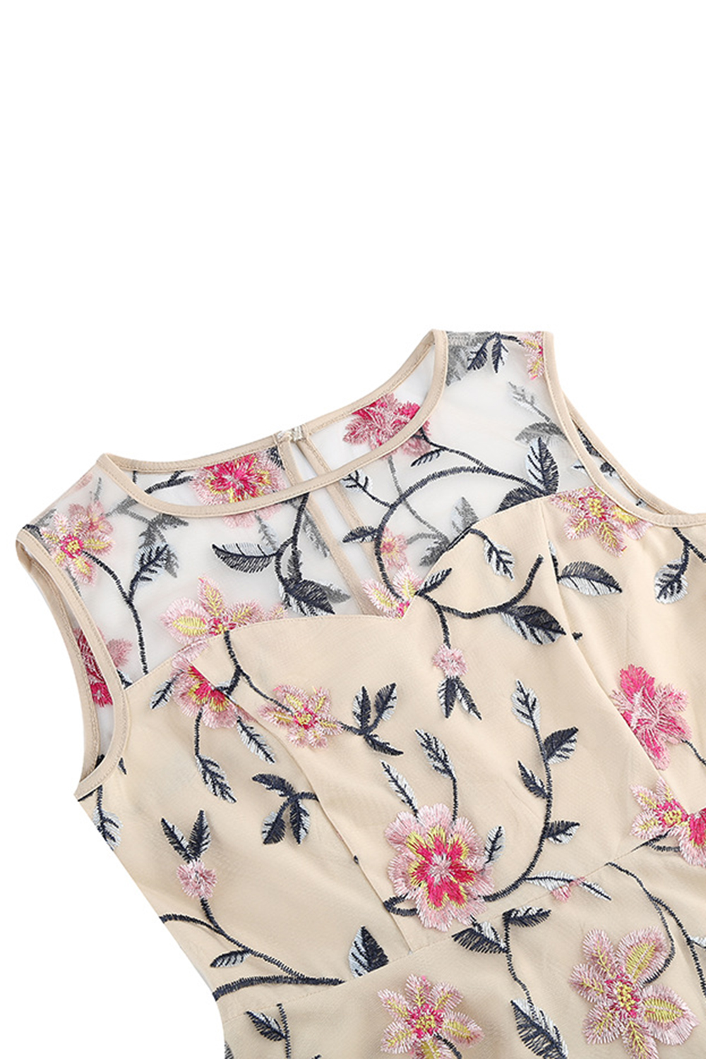 Classic Floral Appliques Tulle Cocktall Dress