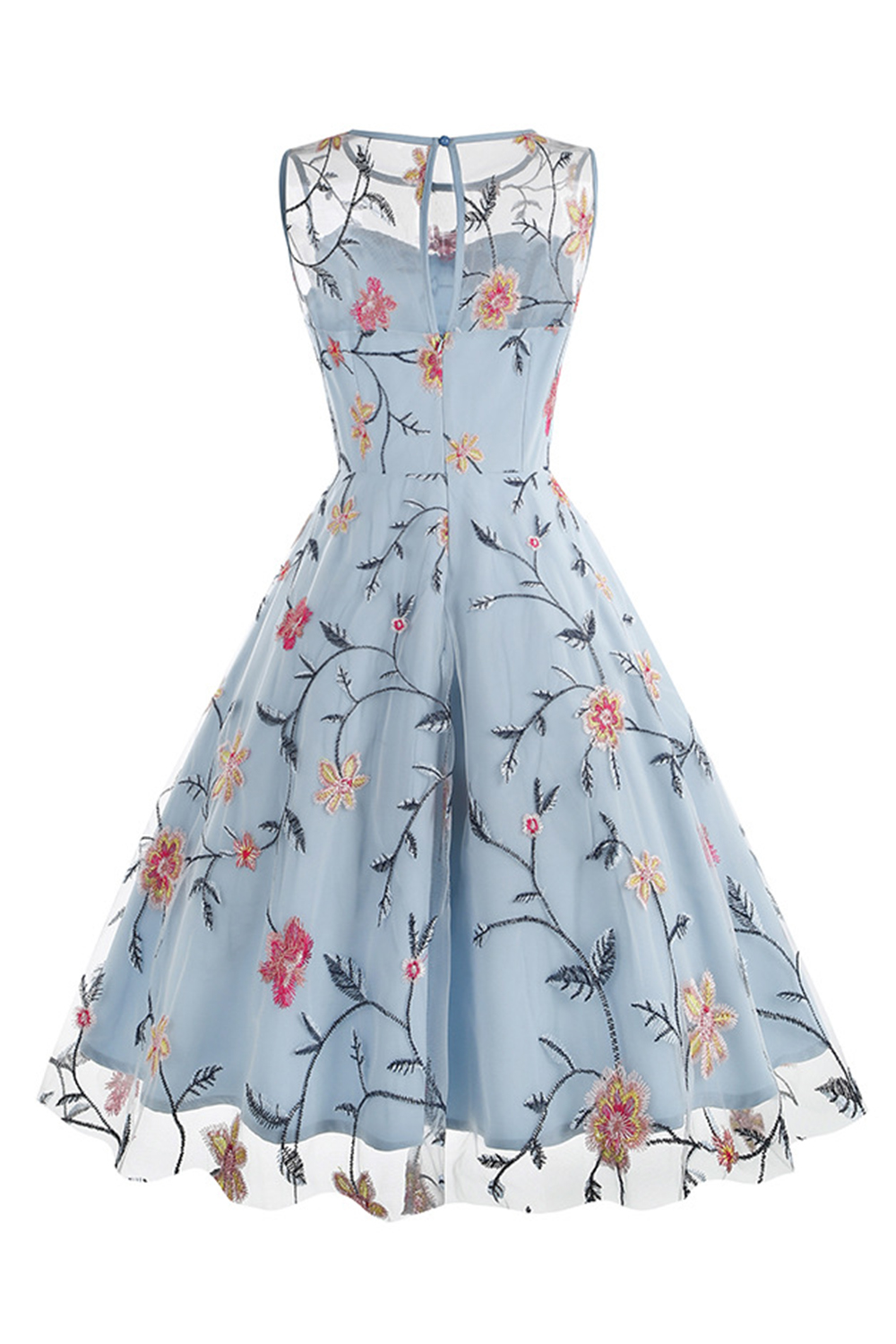 Classic Floral Appliques Tulle Cocktall Dress