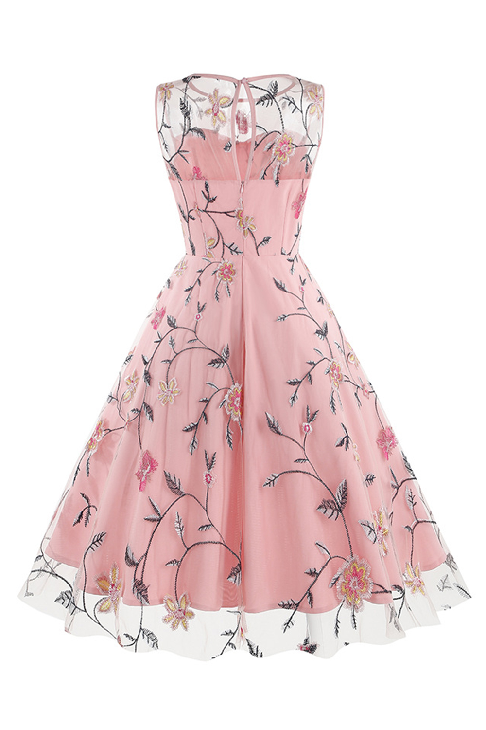 Classic Floral Appliques Tulle Cocktall Dress
