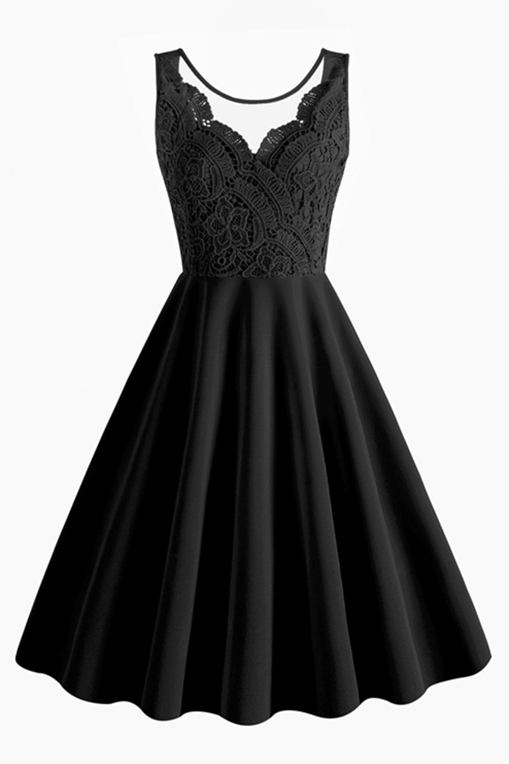 Sexy Lace Embroidered A-Line Tea Dress