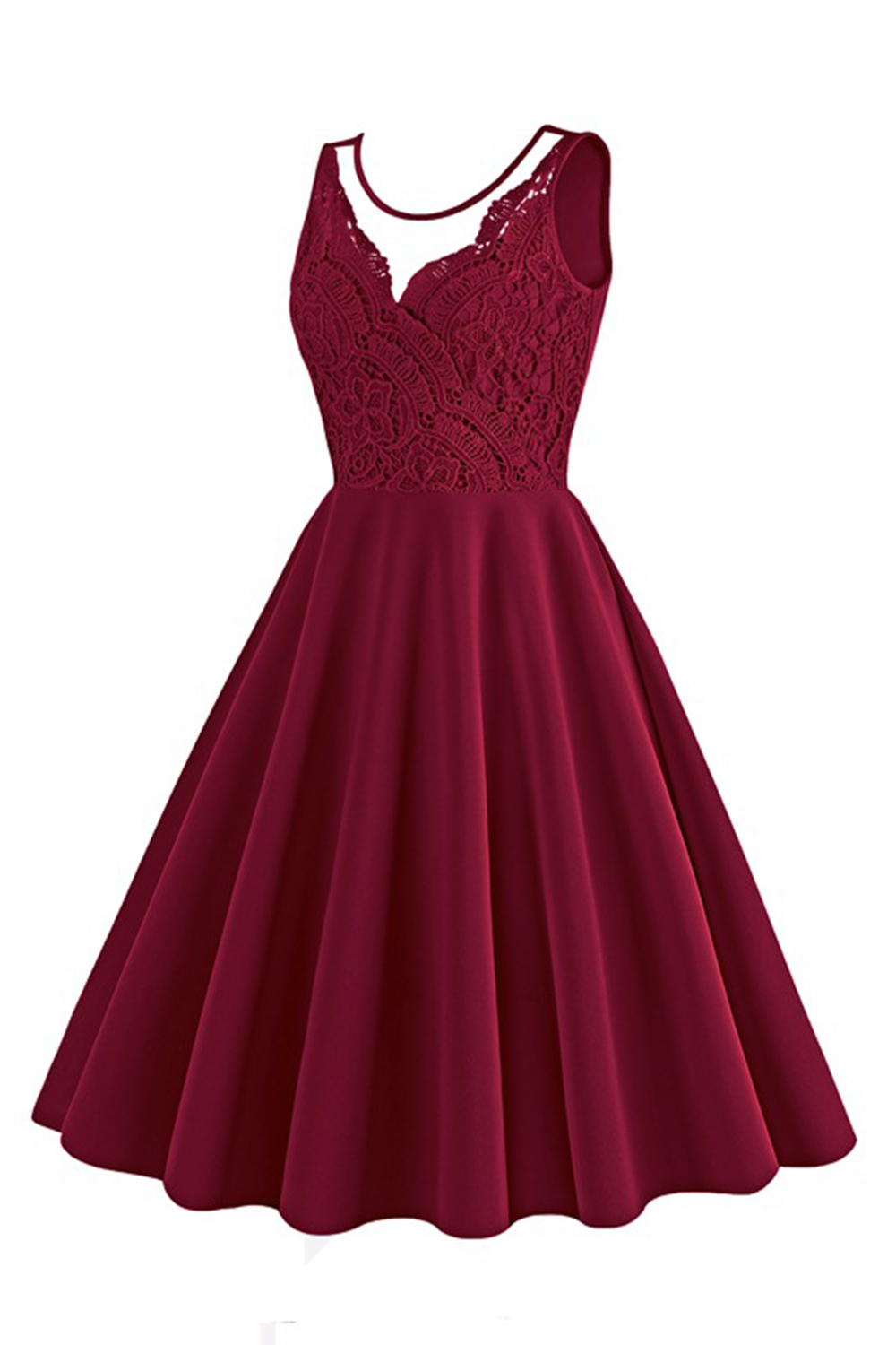 Sexy Lace Embroidered A-Line Tea Dress