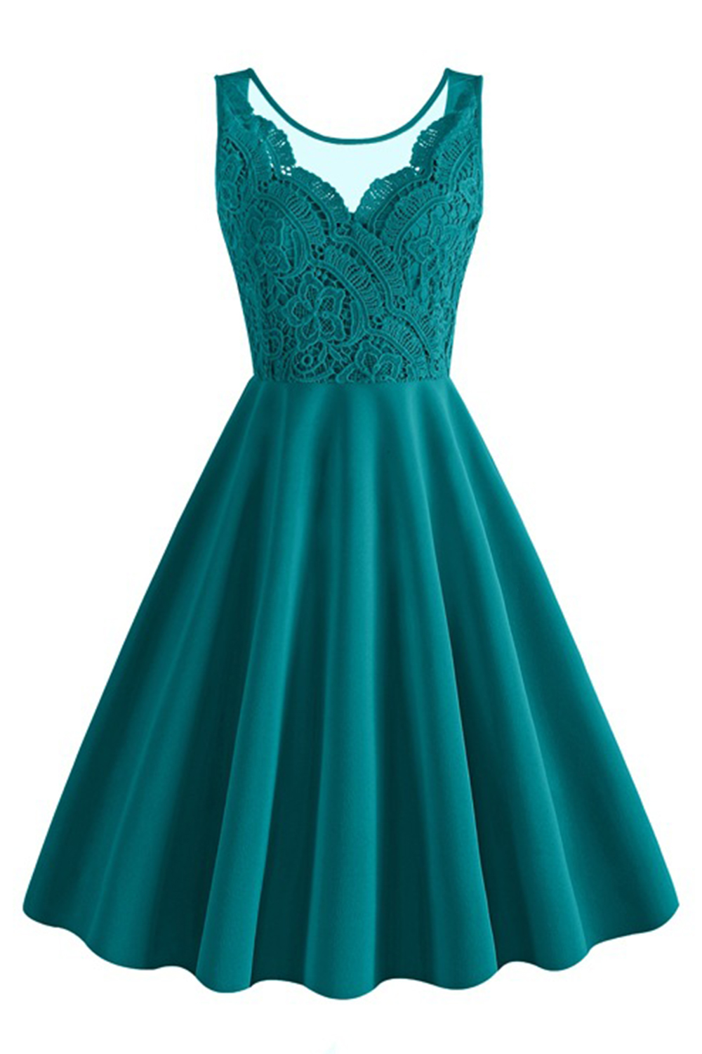 Sexy Lace Embroidered A-Line Tea Dress