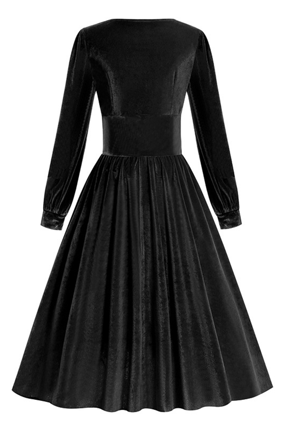 Classic Velvet Belted Square Neck A-Line Tintage Dress