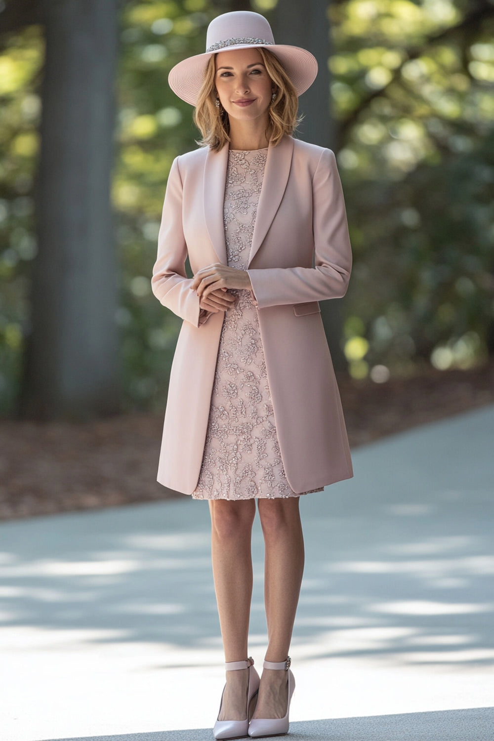 Floral Blush A Line Short Mother of the Bride Dress with Jackets