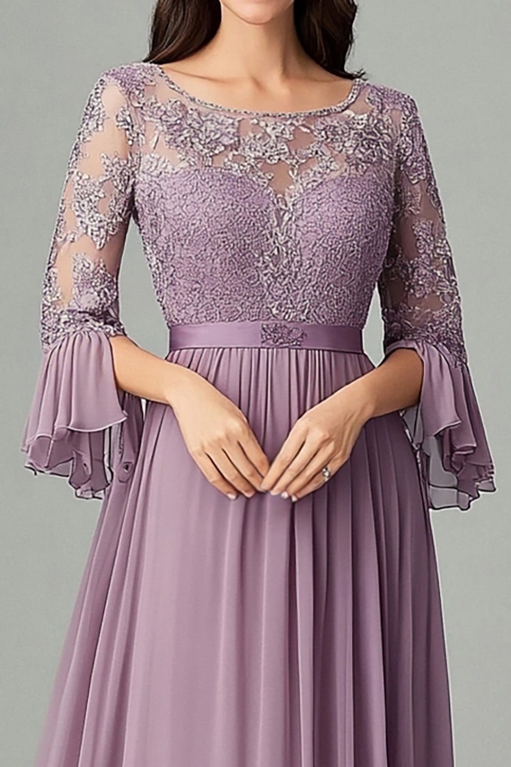 Taro Purple A Line Chiffon Mother of the Bride Dress with Appliques