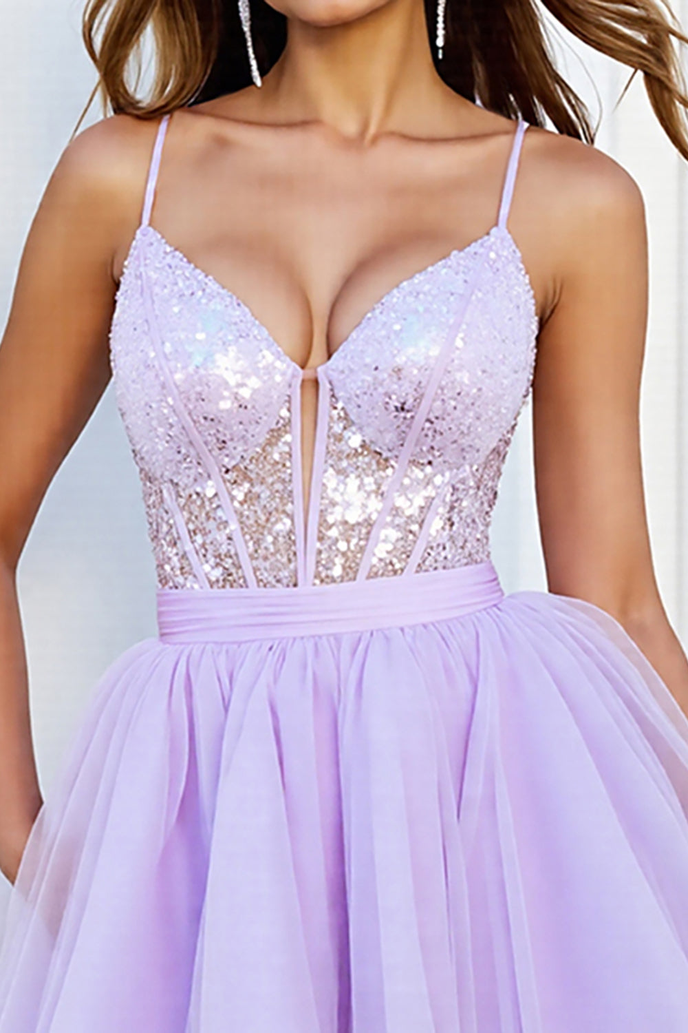 Sparkly Lilac Tulle A Line Corset Short Homecoming Dress