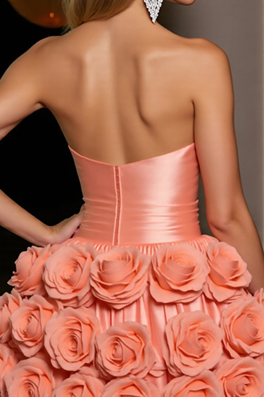 Orange A Line Short Satin Homecoming Dress with 3D Flowers
