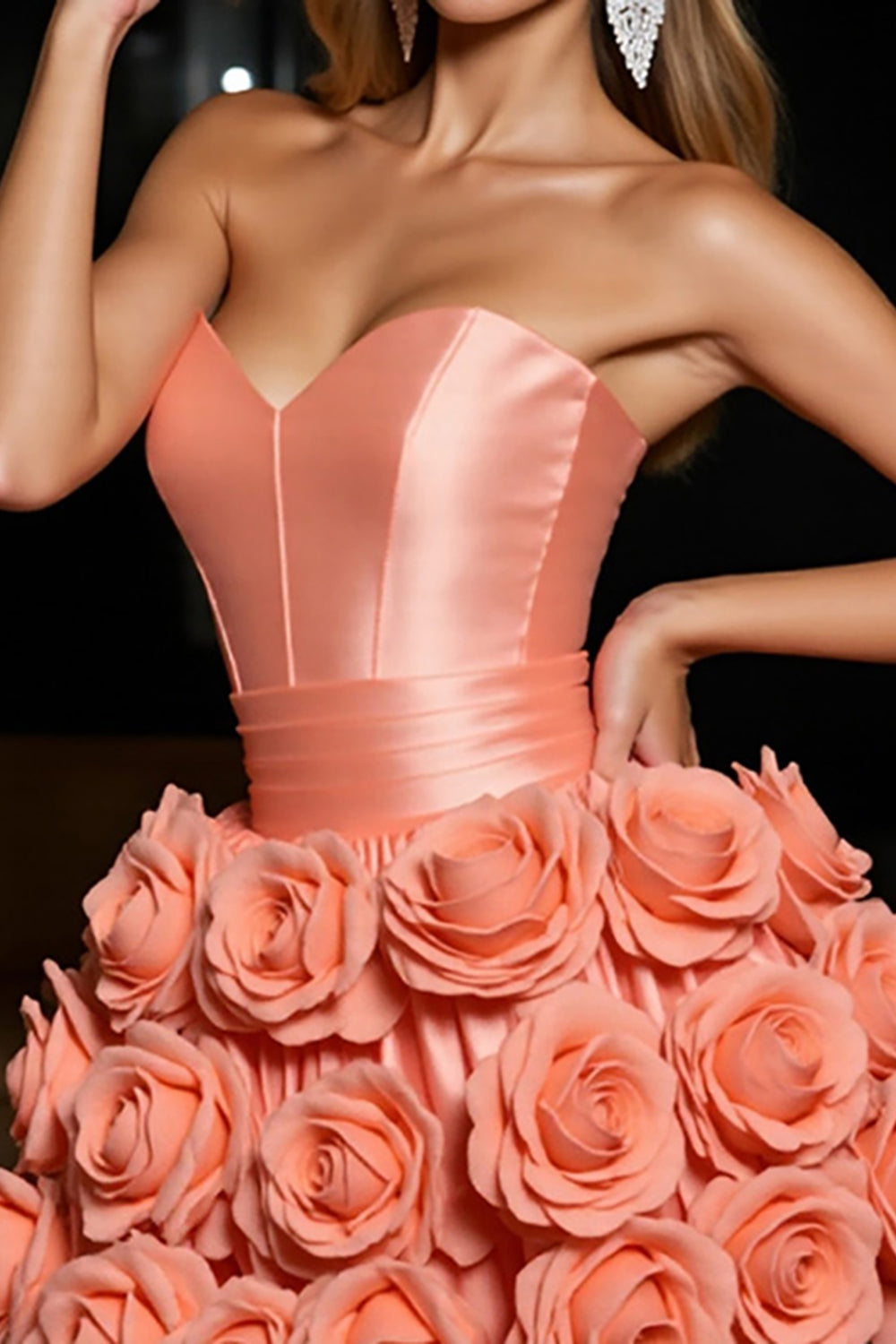 Orange A Line Short Satin Homecoming Dress with 3D Flowers
